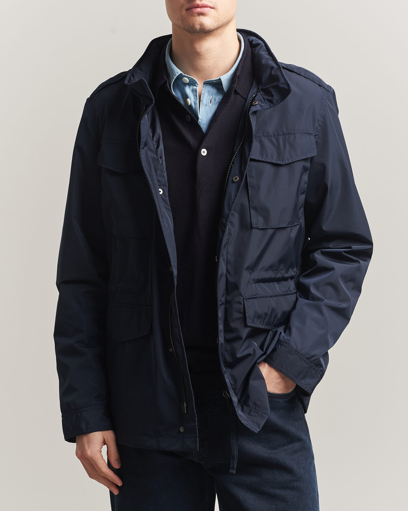 Uomini | Giacche | A Day's March | Barnett M65 Nylon Jacket Navy