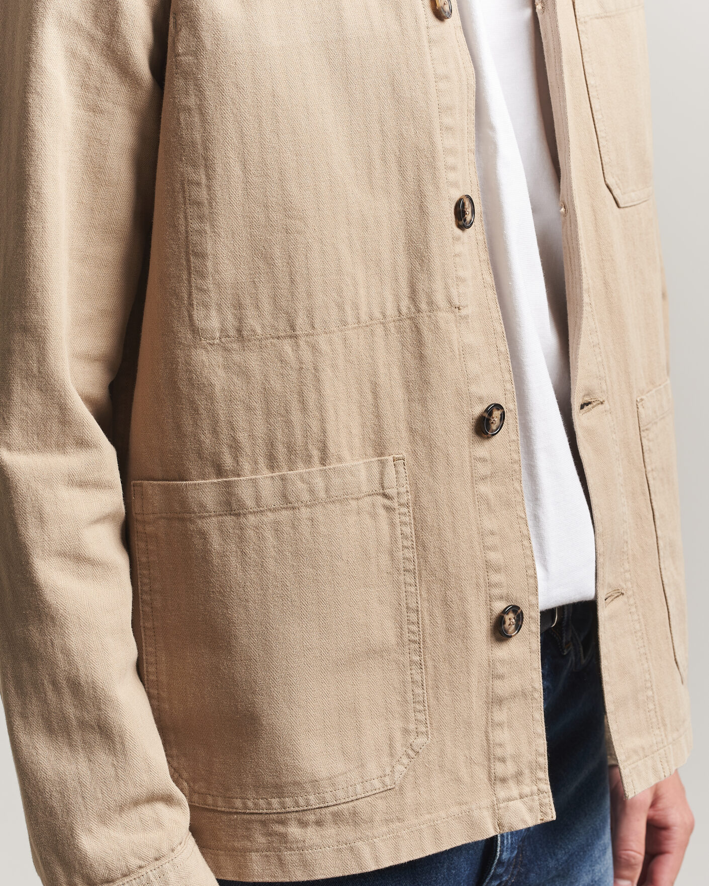 Uomini | Camicie | A Day's March | Original Herringbone Overshirt Desert Taupe