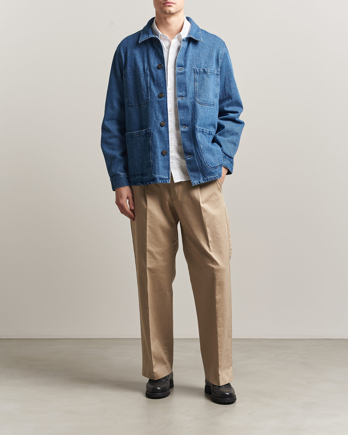 Uomini | Camicie | A Day's March | Algot Denim Overshirt Washed Blue