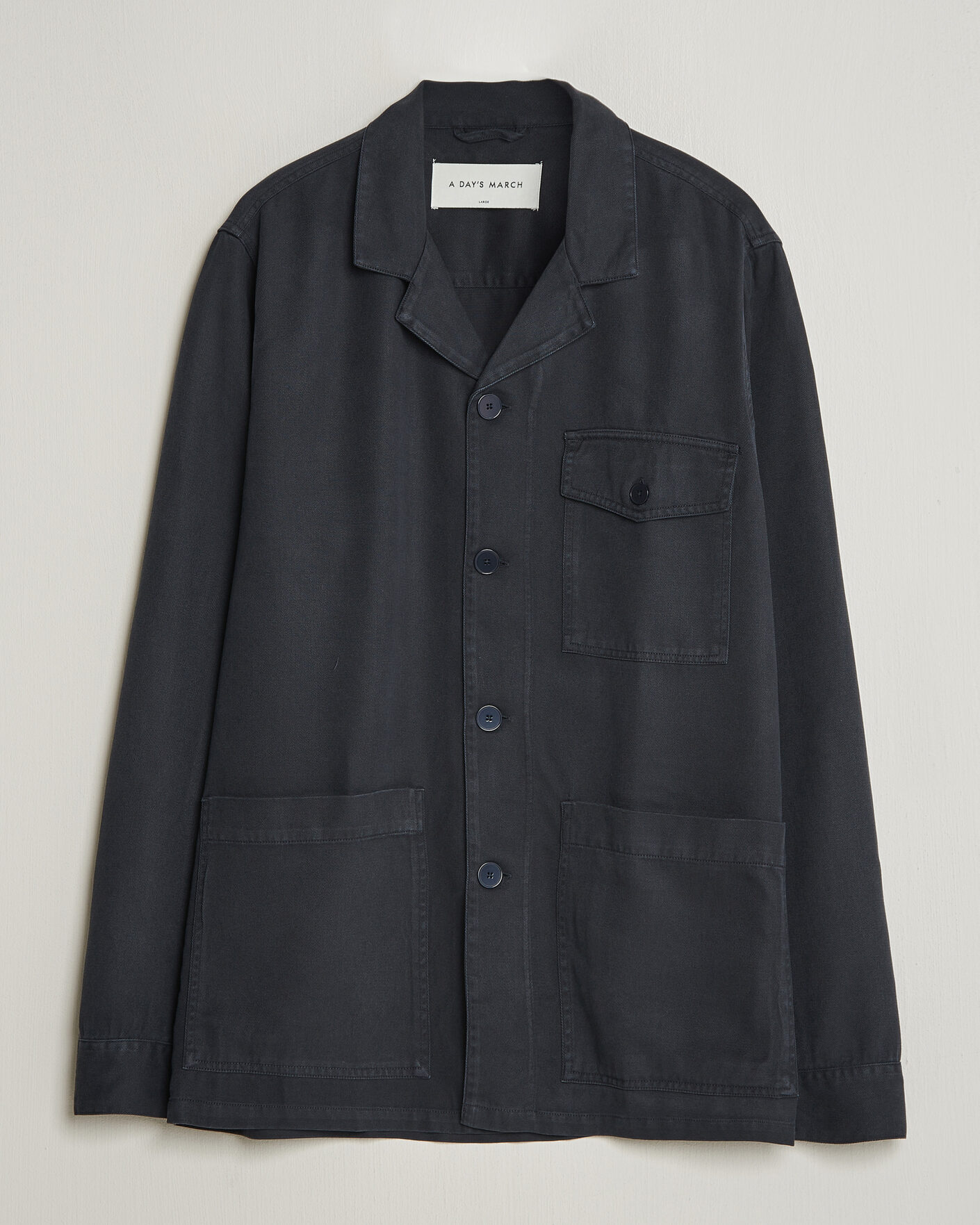 Uomini | Camicie | A Day's March | Banagher Lyocell Overshirt Navy