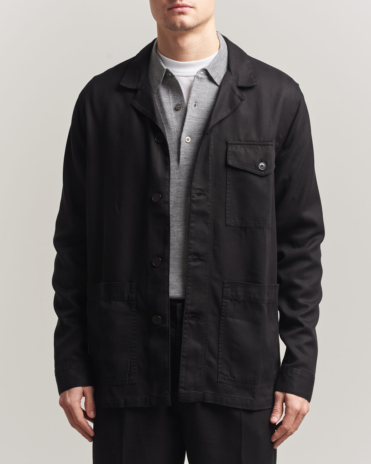 Uomini | Camicie | A Day's March | Banagher Lyocell Overshirt Black