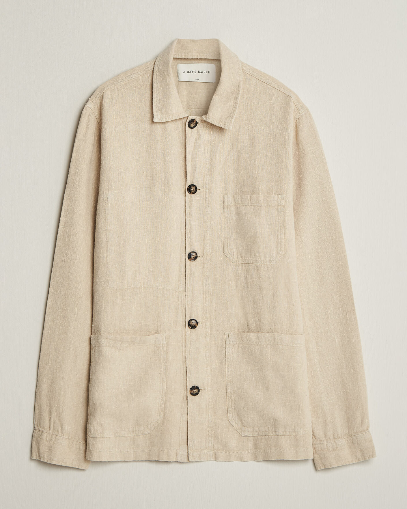 Uomini | Camicie | A Day's March | Original Linen Overshirt Oyster