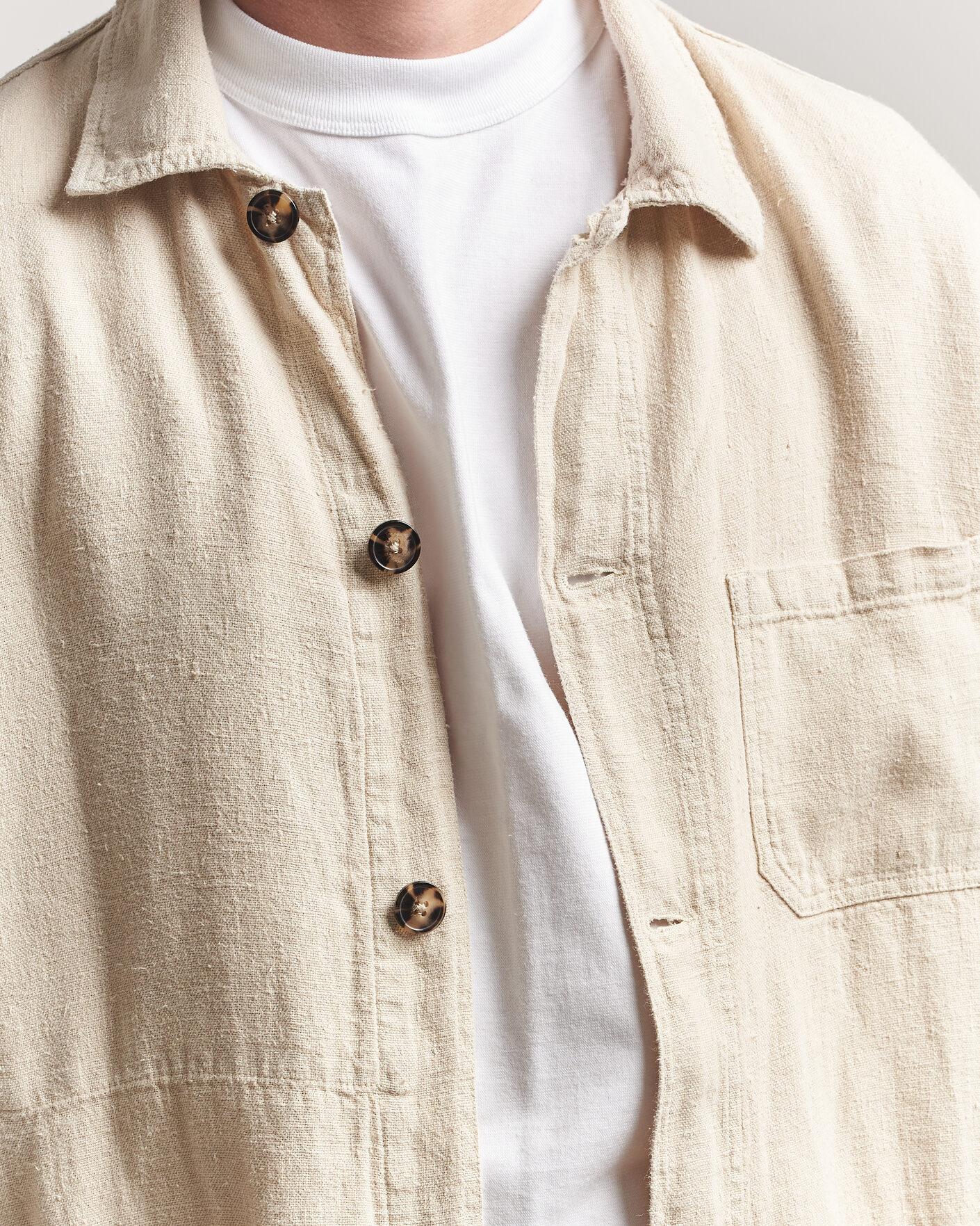 Uomini | Camicie | A Day's March | Original Linen Overshirt Oyster