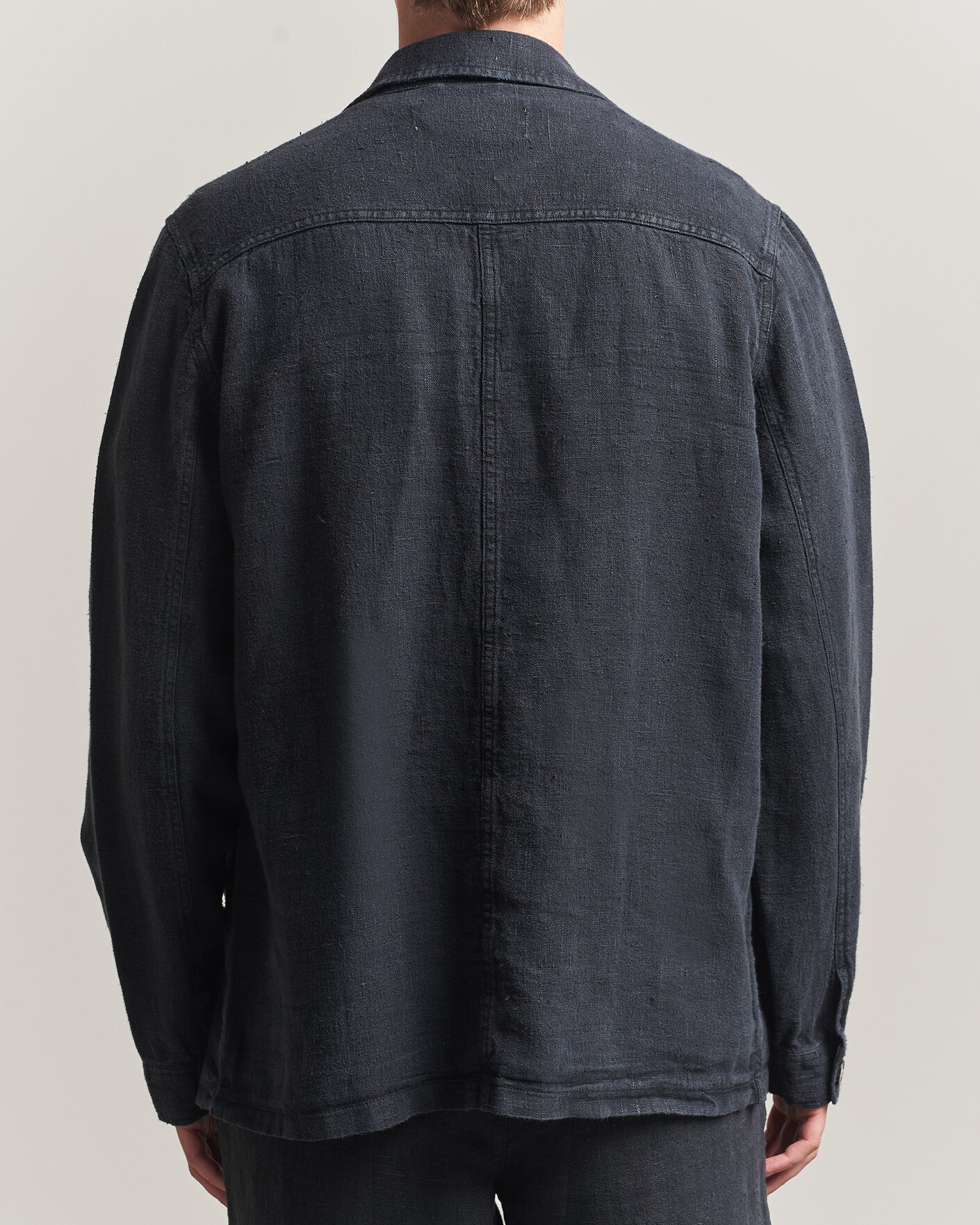 Uomini | Camicie | A Day's March | Original Linen Overshirt Black