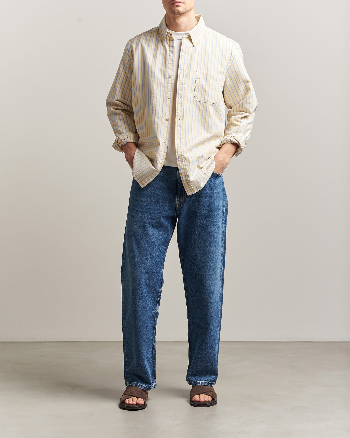 Uomini | Camicie | A Day's March | Original Oxford Shirt Yellow Multi