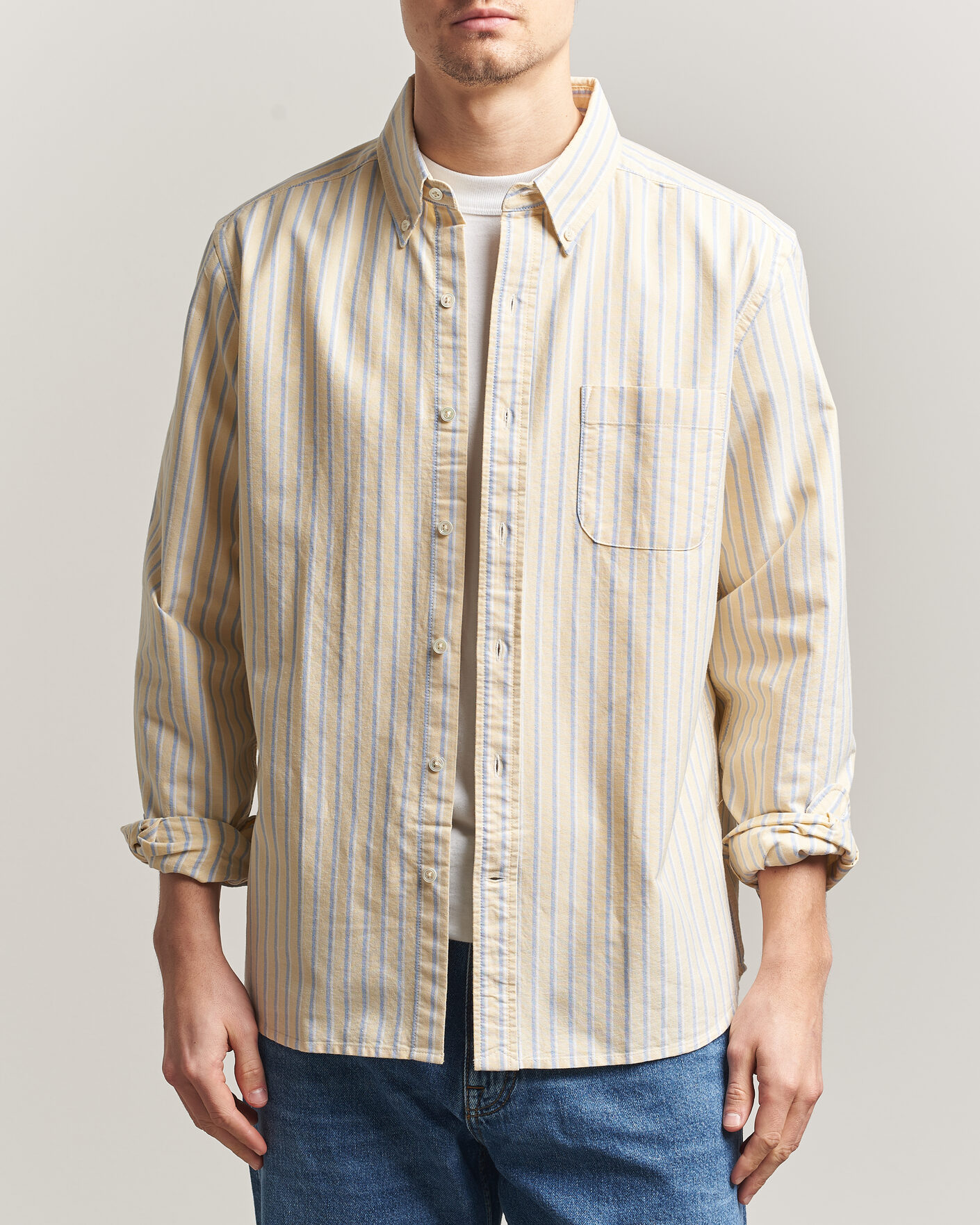 Uomini | Camicie | A Day's March | Original Oxford Shirt Yellow Multi