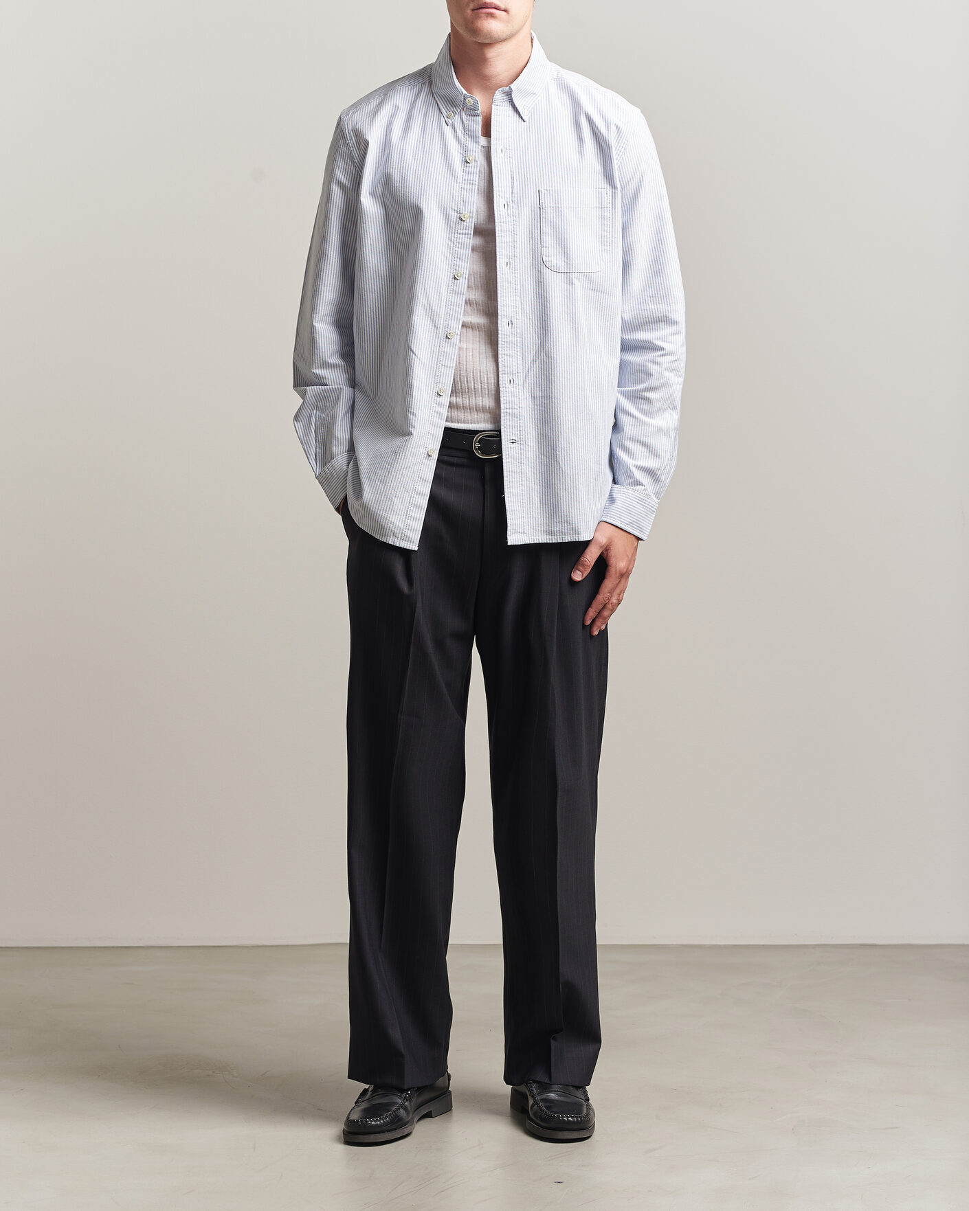 Uomini | Camicie | A Day's March | Original Oxford Shirt Blue/White