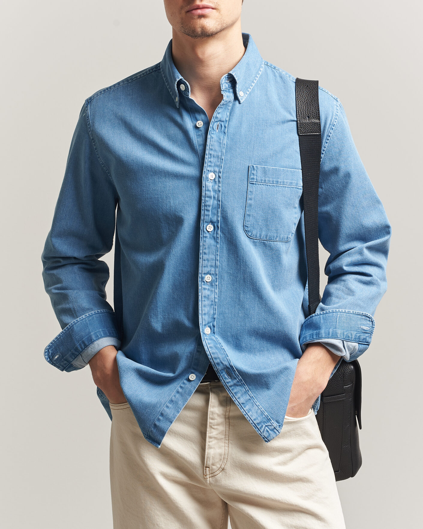 Uomini | Camicie | A Day's March | Original Denim Shirt Light Blue