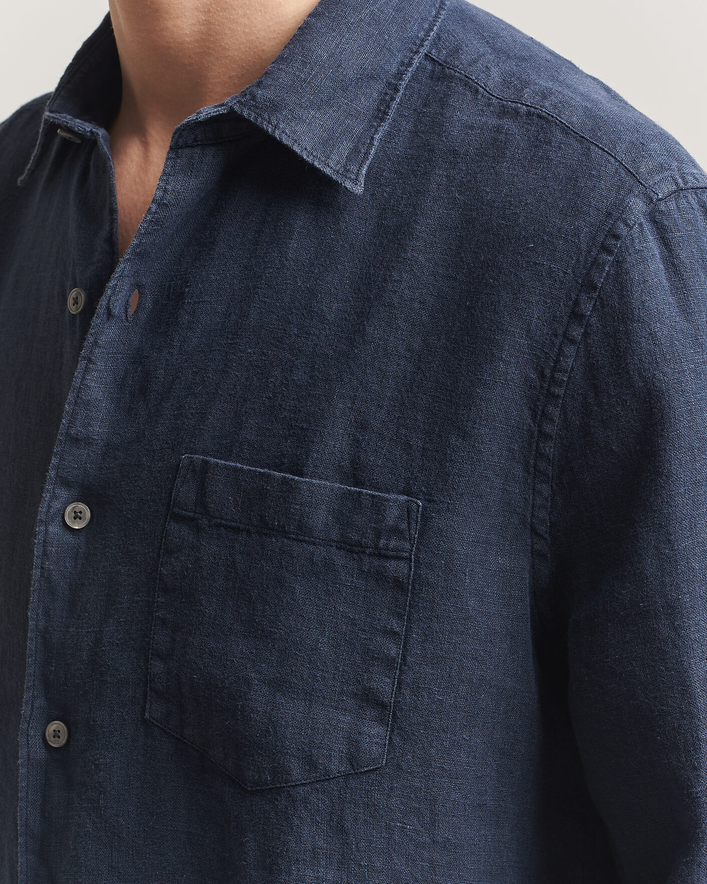 Uomini | Camicie | A Day's March | Daintree Linen Shirt Navy