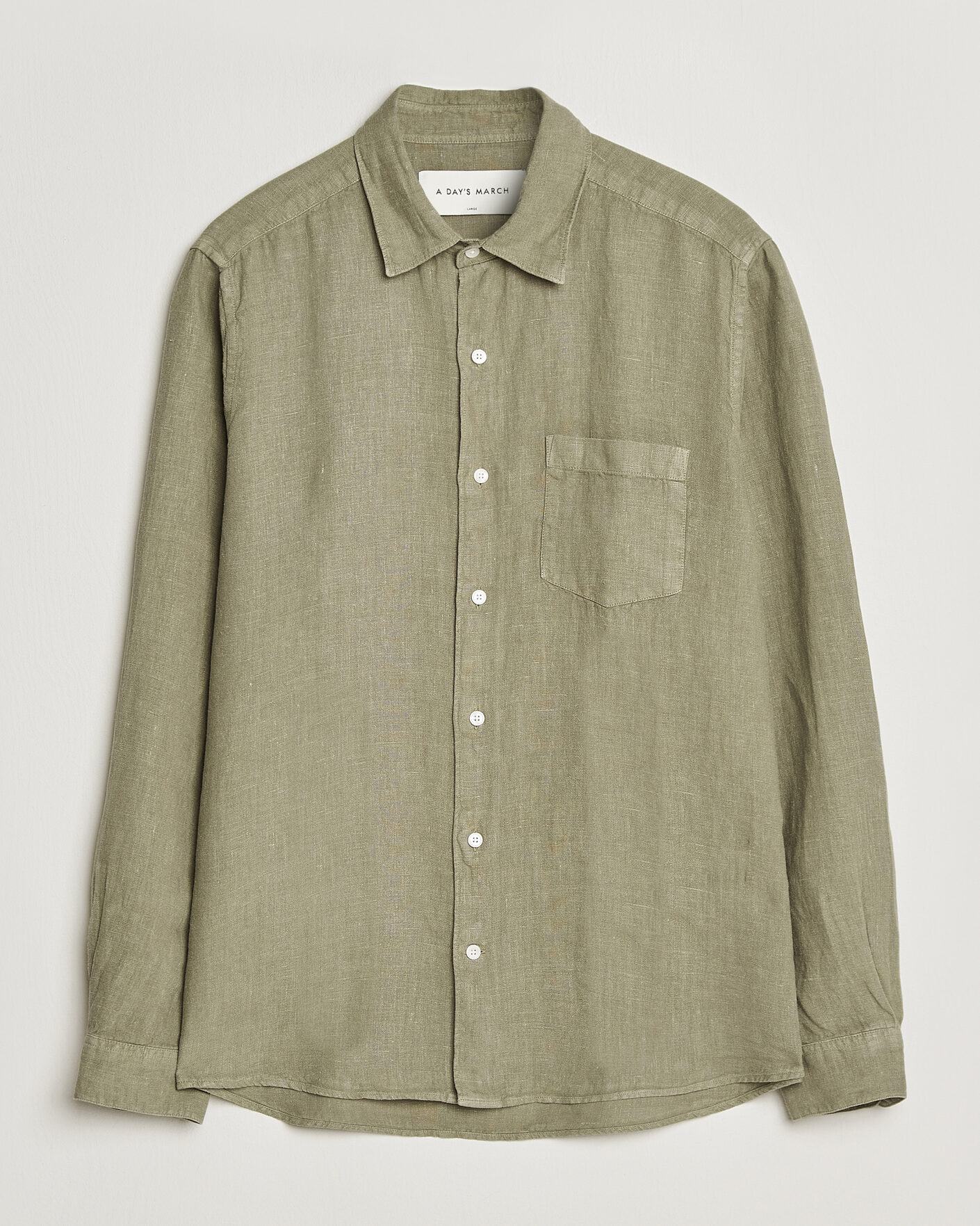 Uomini | Camicie | A Day's March | Daintree Linen Shirt Misty Green