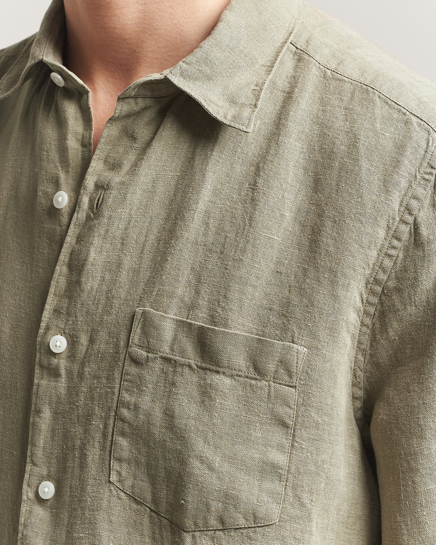 Uomini | Camicie | A Day's March | Daintree Linen Shirt Misty Green