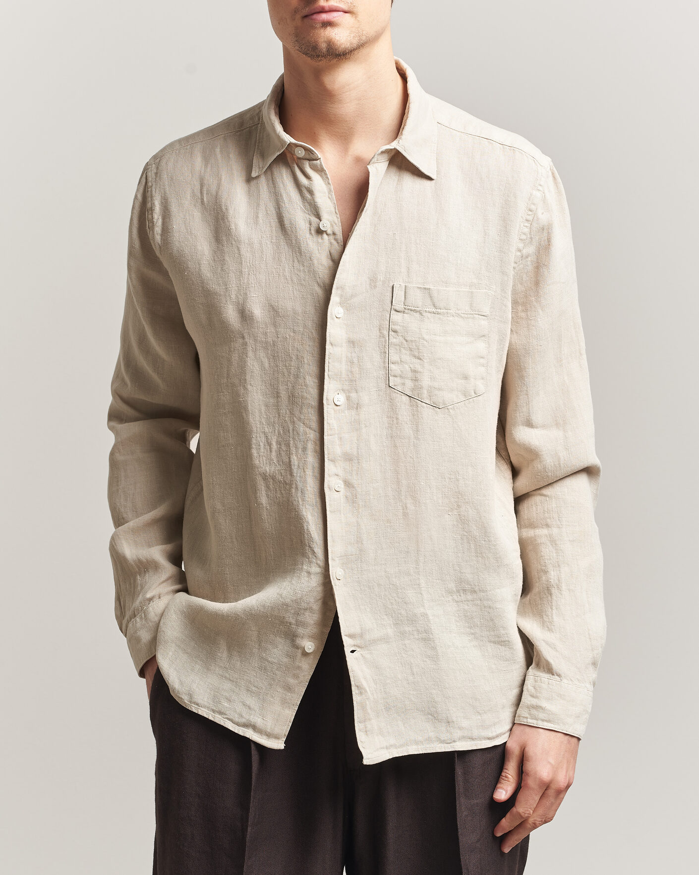 Uomini | Camicie | A Day's March | Daintree Linen Shirt Moonstruck