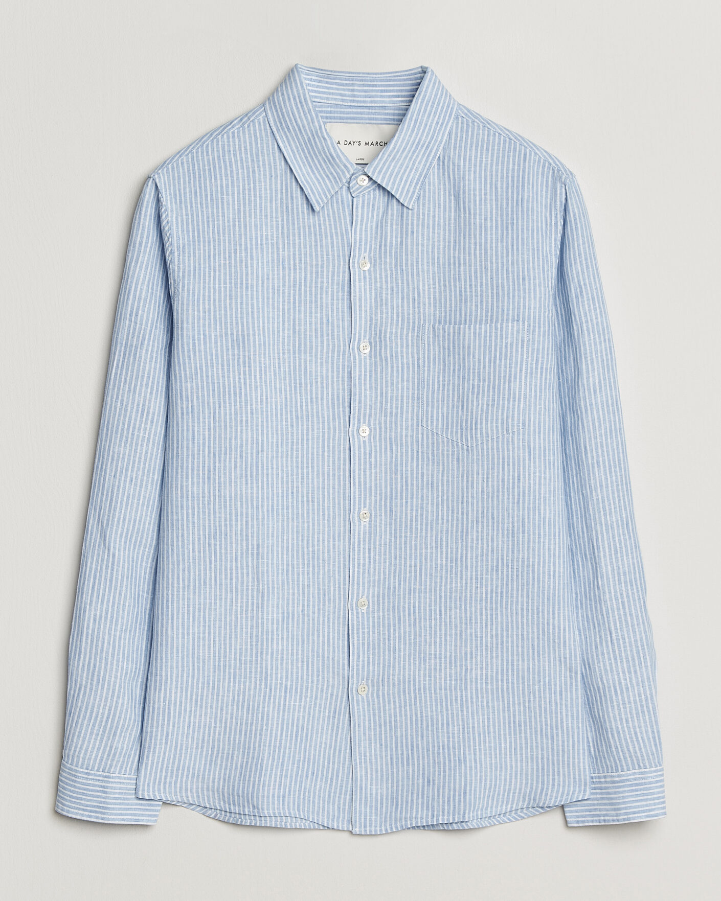 Uomini | Camicie | A Day's March | Daintree Striped Linen Shirt Light Blue/White