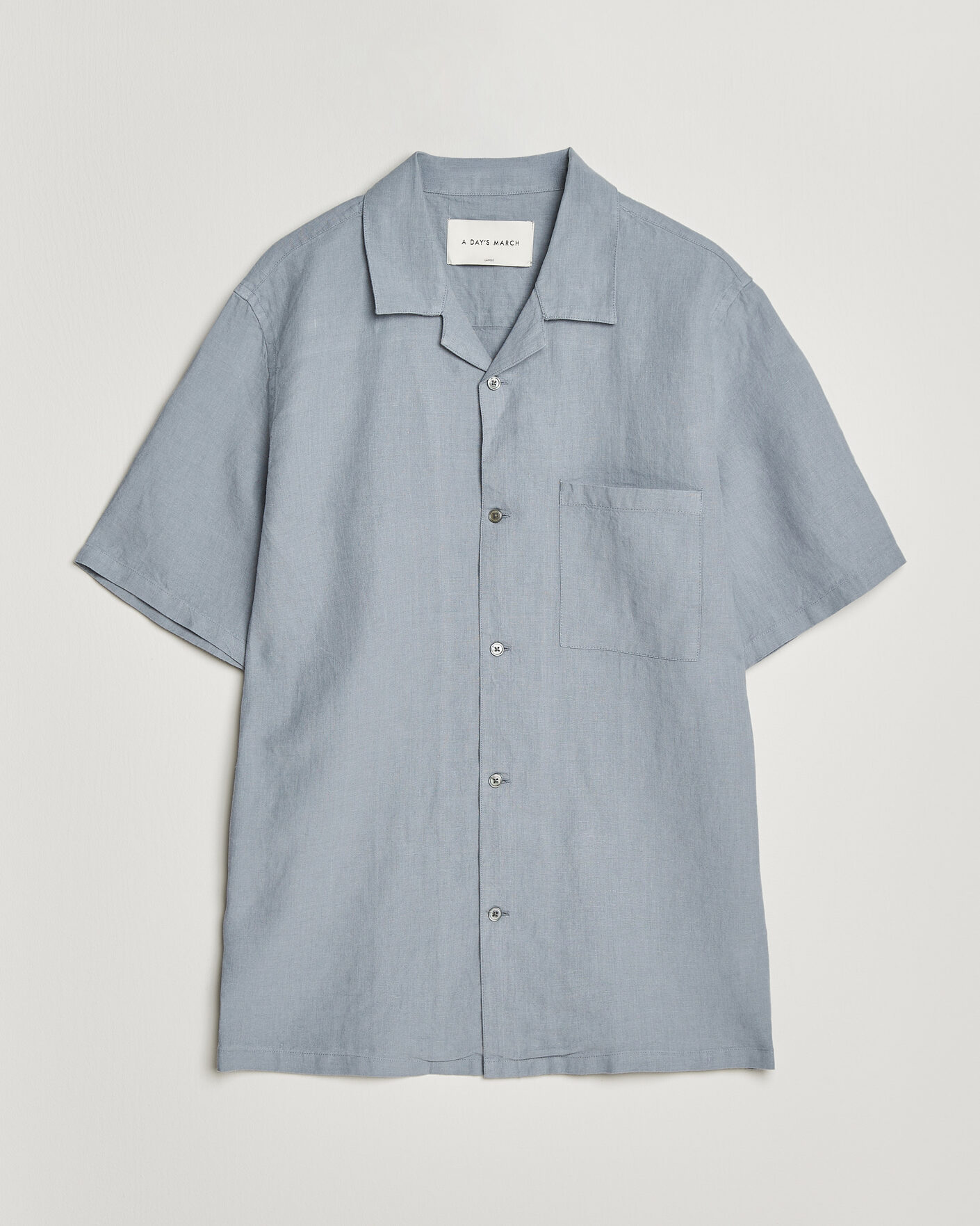 Uomini | Camicie | A Day's March | Yamu Linen Short Sleeve Shirt Rock Blue