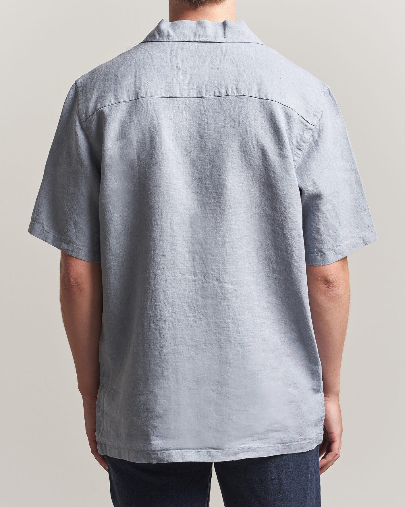Uomini | Camicie | A Day's March | Yamu Linen Short Sleeve Shirt Rock Blue