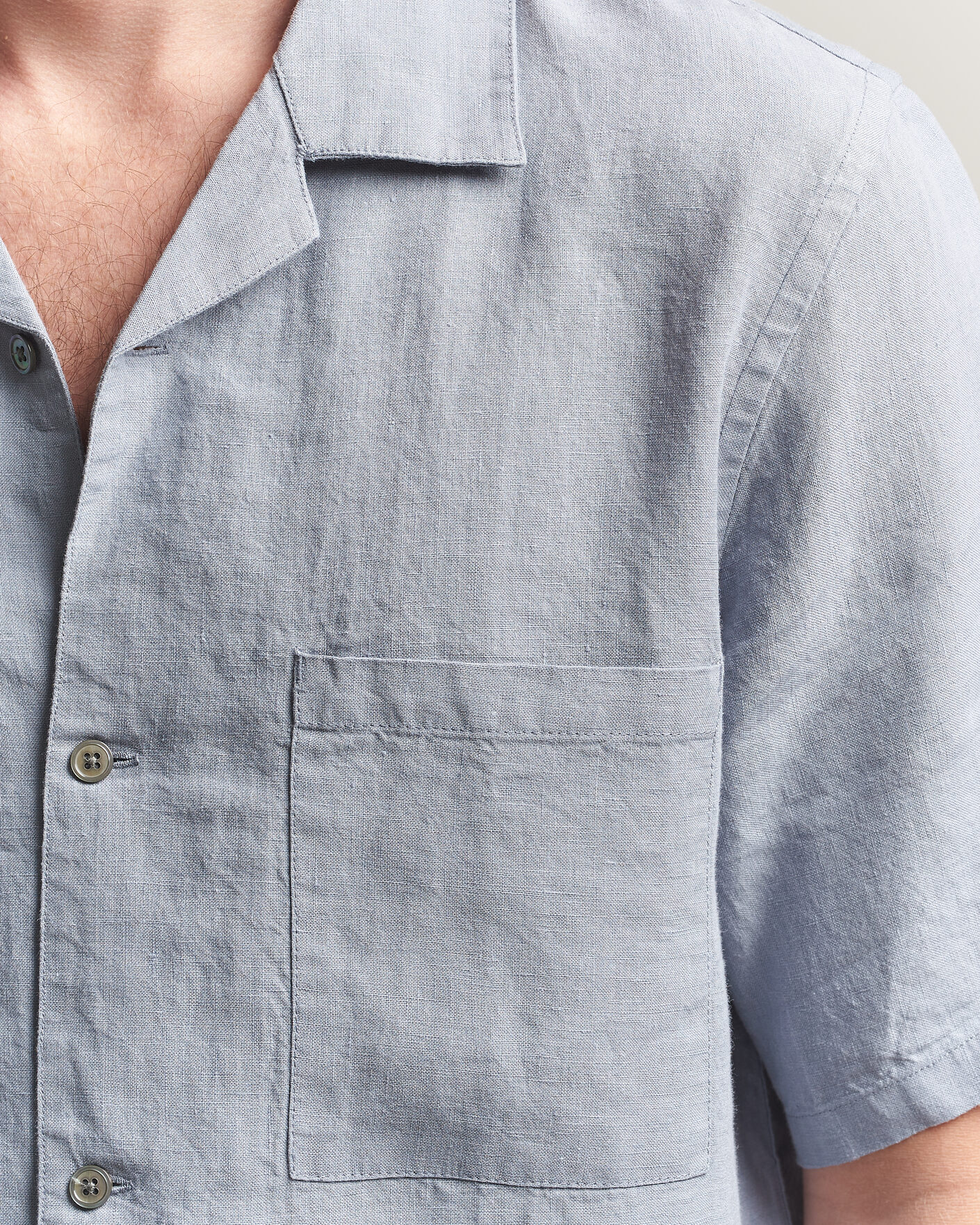 Uomini | Camicie | A Day's March | Yamu Linen Short Sleeve Shirt Rock Blue