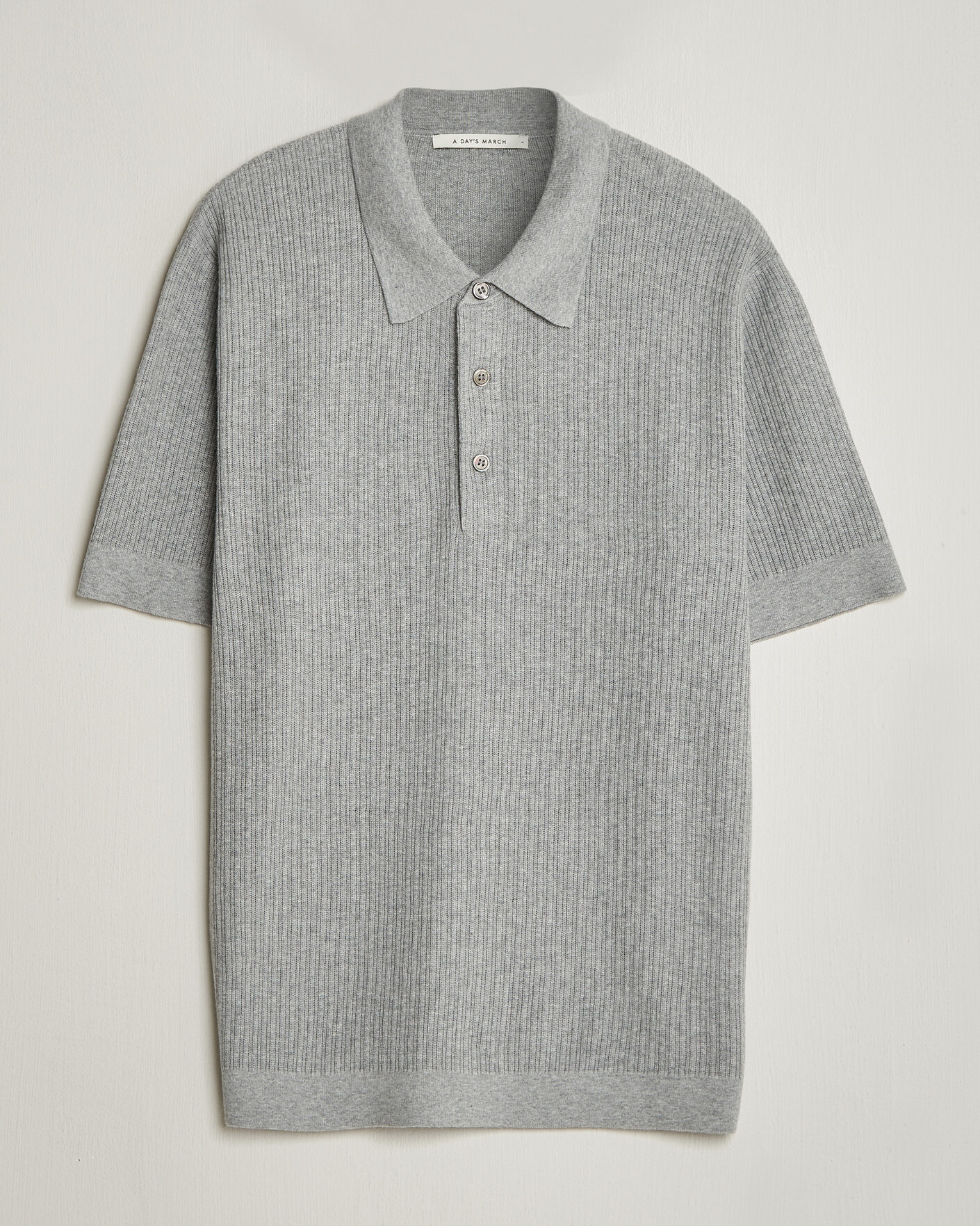 Uomini | Polo | A Day's March | Aspen Structured Knitted Polo Grey