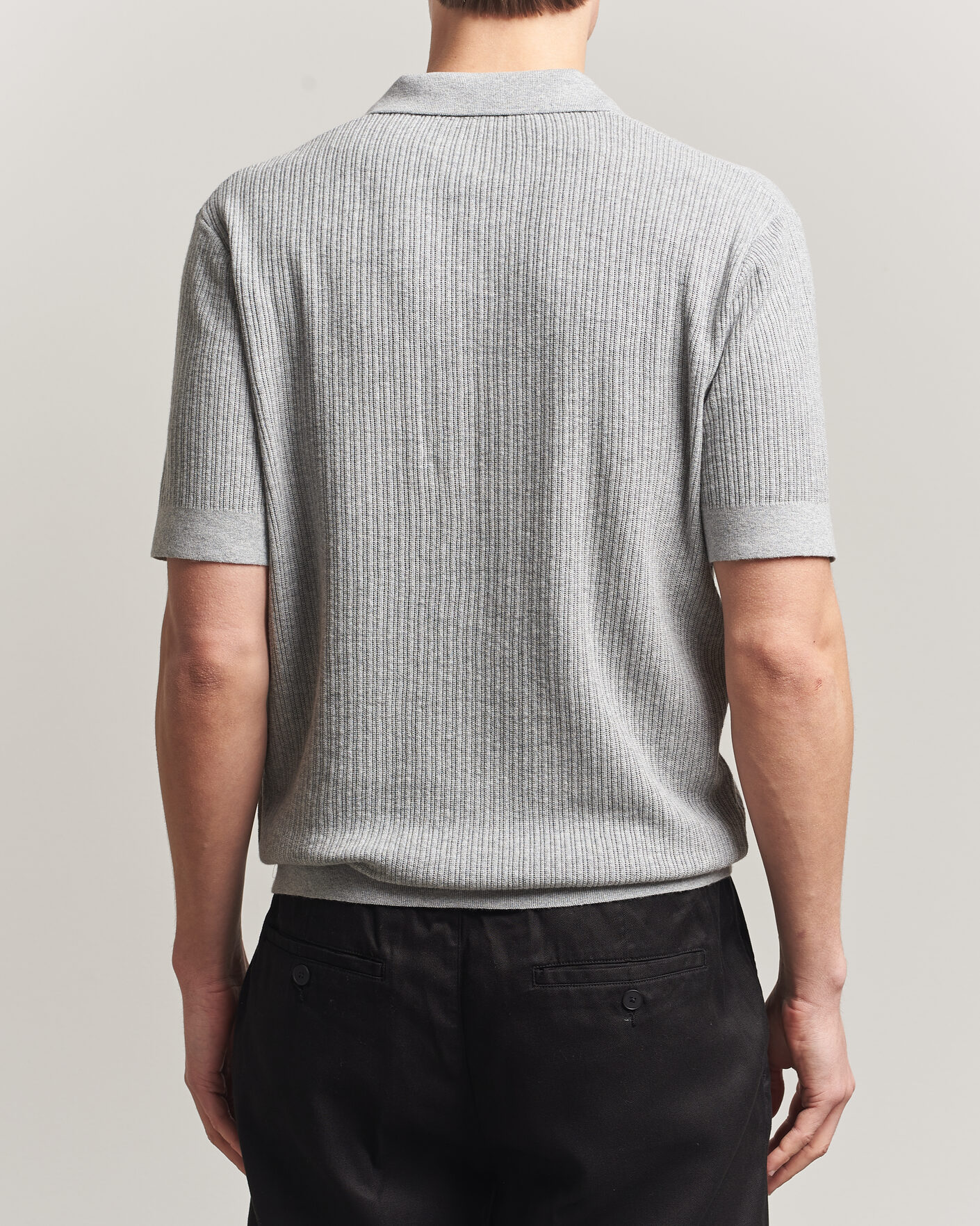 Uomini | Polo | A Day's March | Aspen Structured Knitted Polo Grey