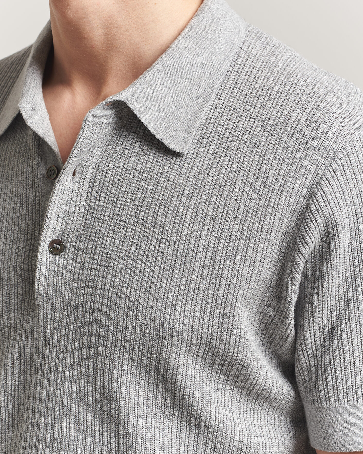 Uomini | Polo | A Day's March | Aspen Structured Knitted Polo Grey