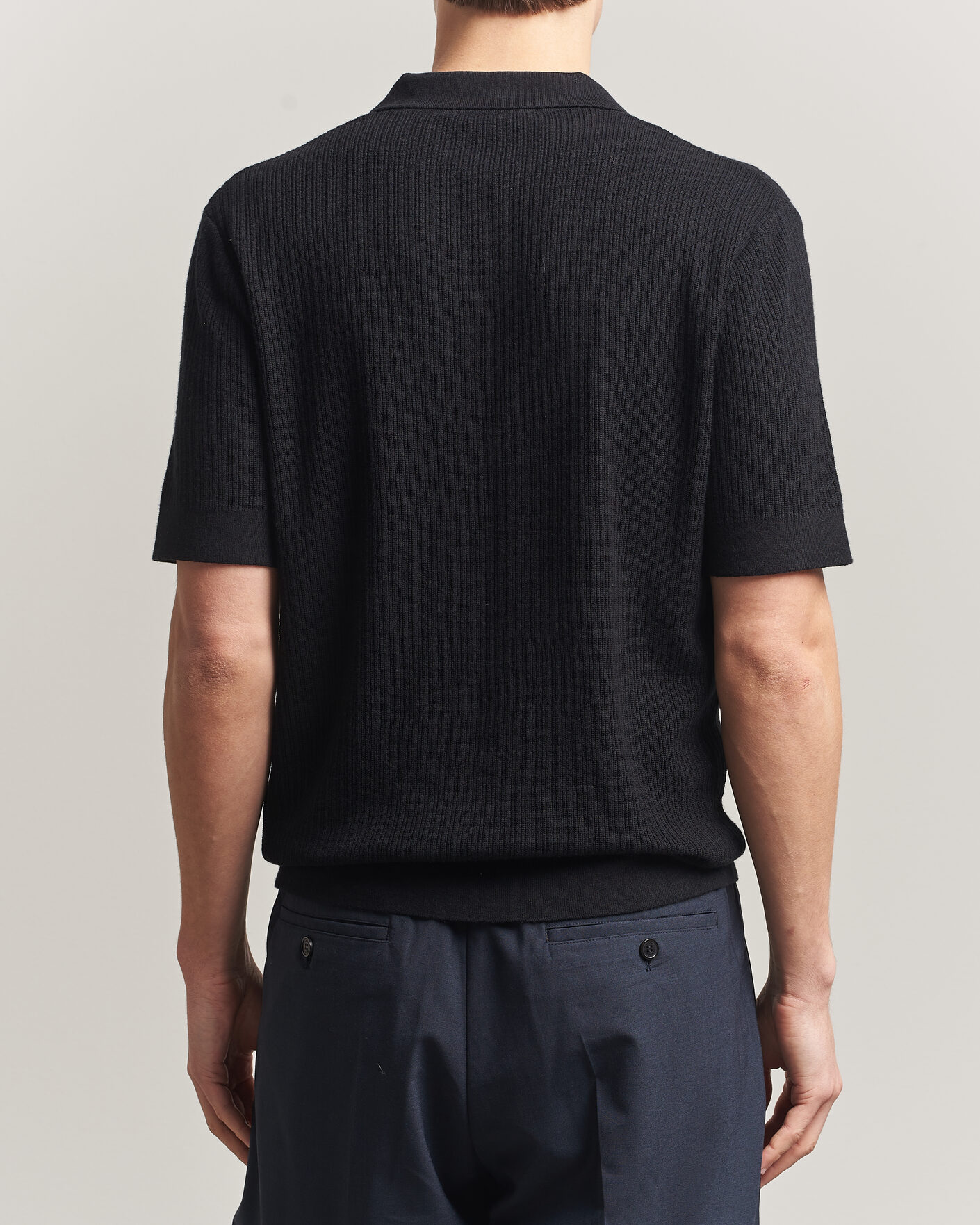 Uomini | Polo | A Day's March | Aspen Structured Knitted Polo Black