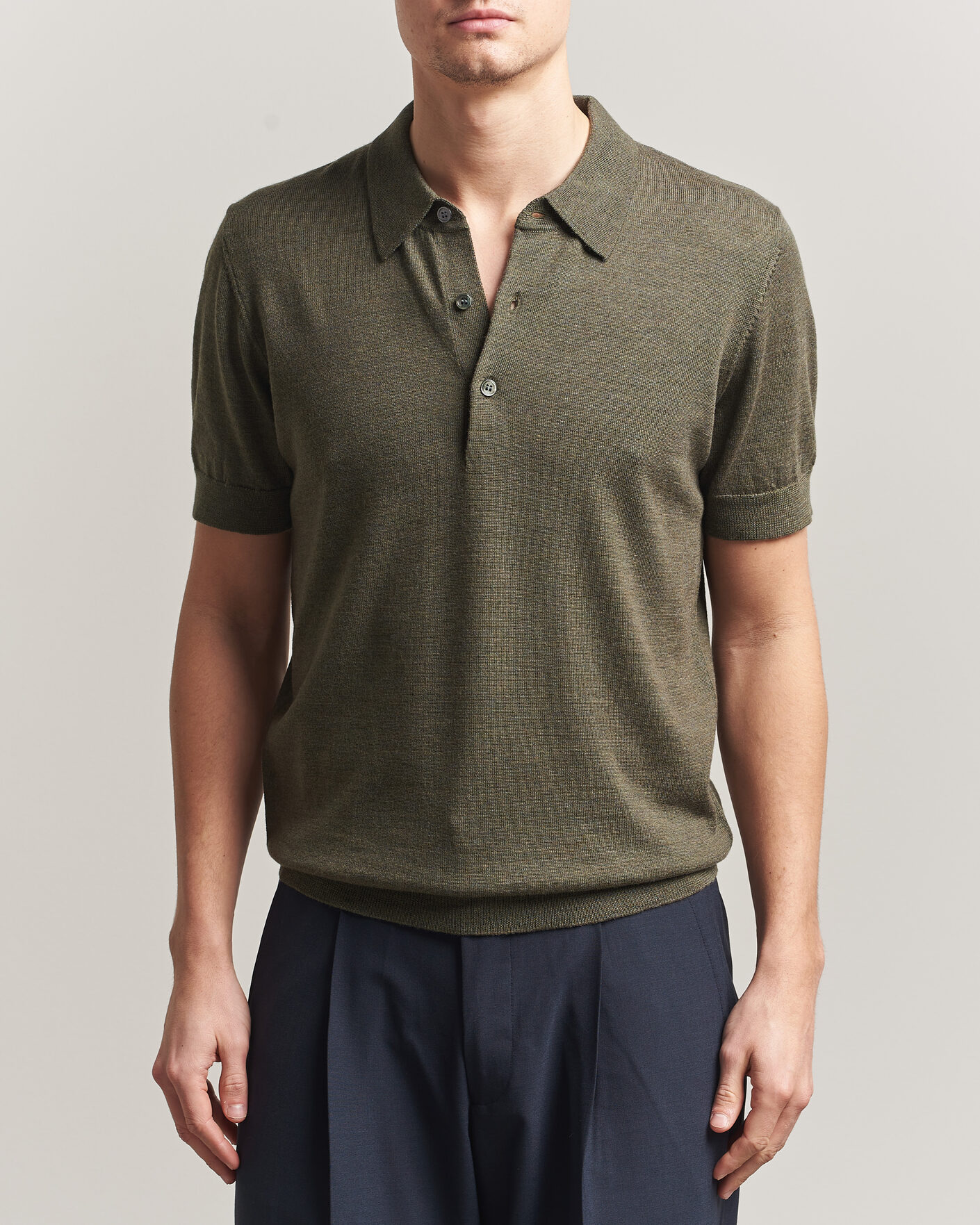 Uomini | Polo | A Day's March | Rosehall Knitted Polo Forrest Green