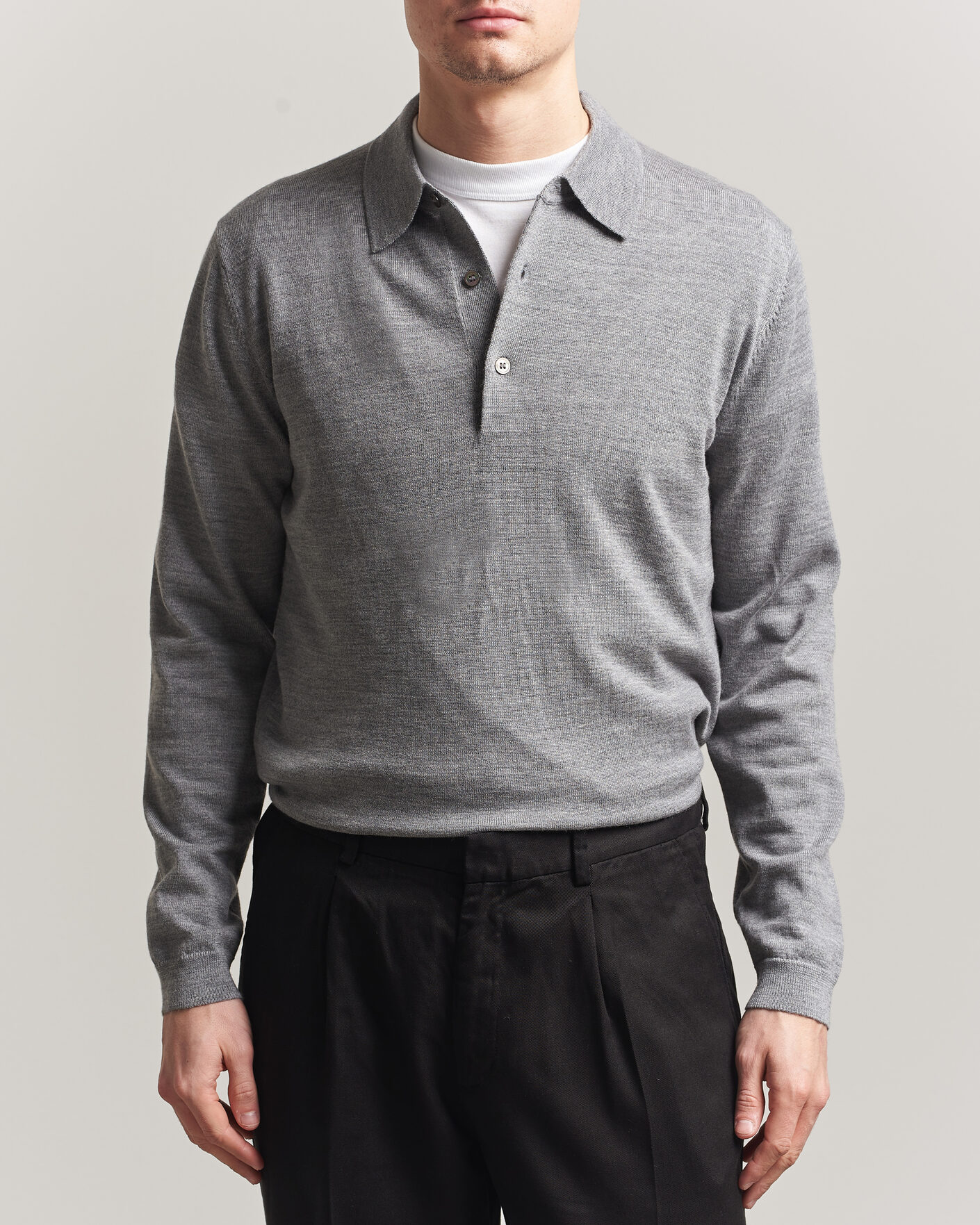 Uomini | Maglieria | A Day's March | Ambroz Merino Polo Grey Melange
