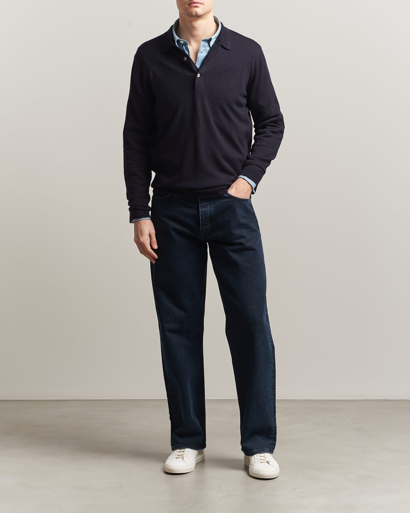 Uomini | Maglieria | A Day's March | Ambroz Merino Polo Navy