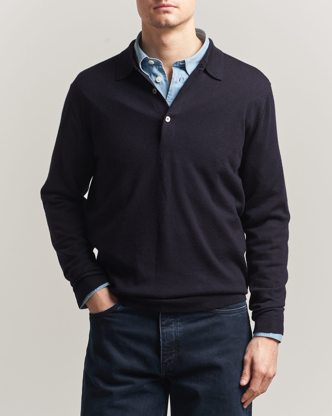 Uomini | Maglieria | A Day's March | Ambroz Merino Polo Navy