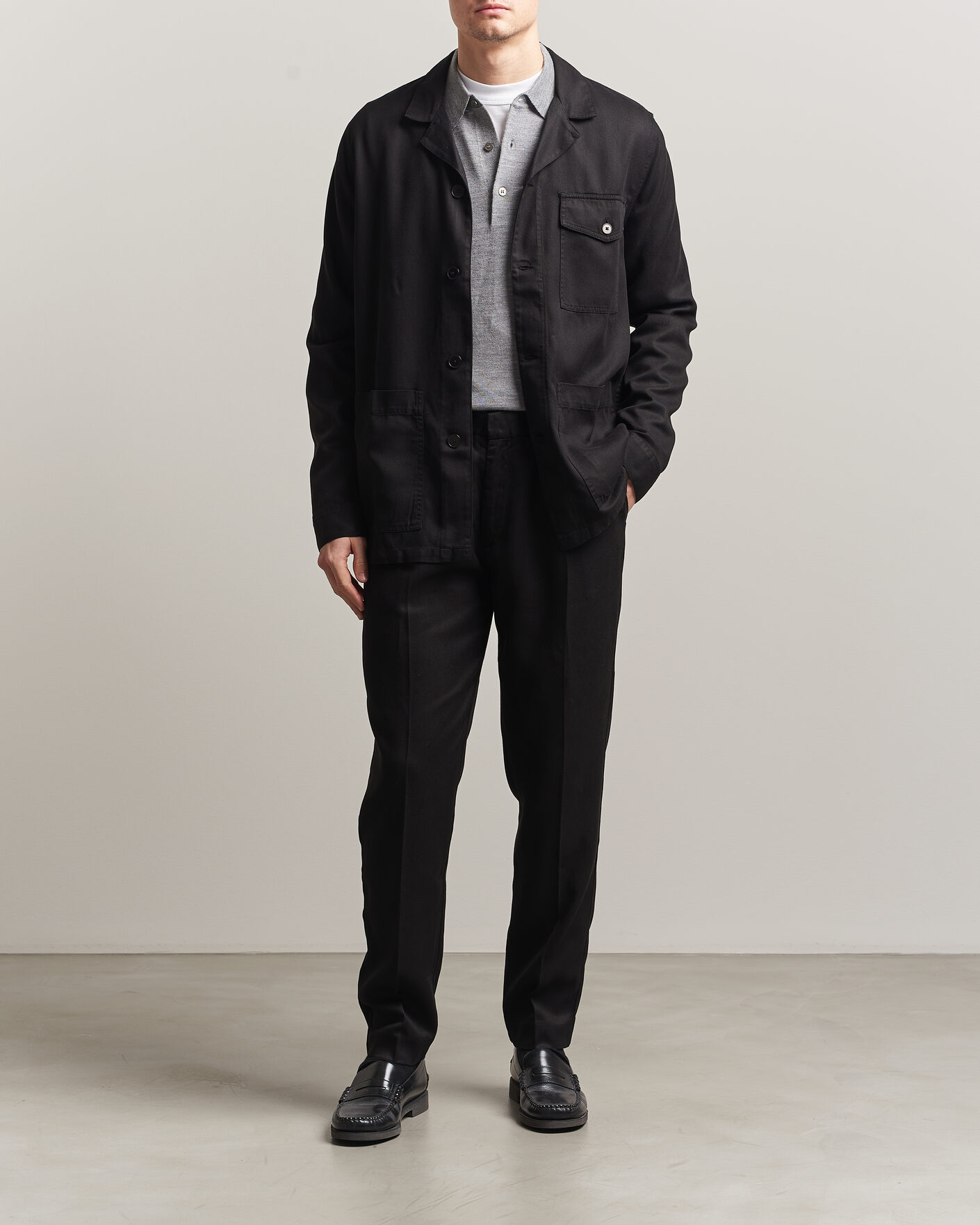 Uomini | Pantaloni | A Day's March | Smart Lyocell Trousers Black