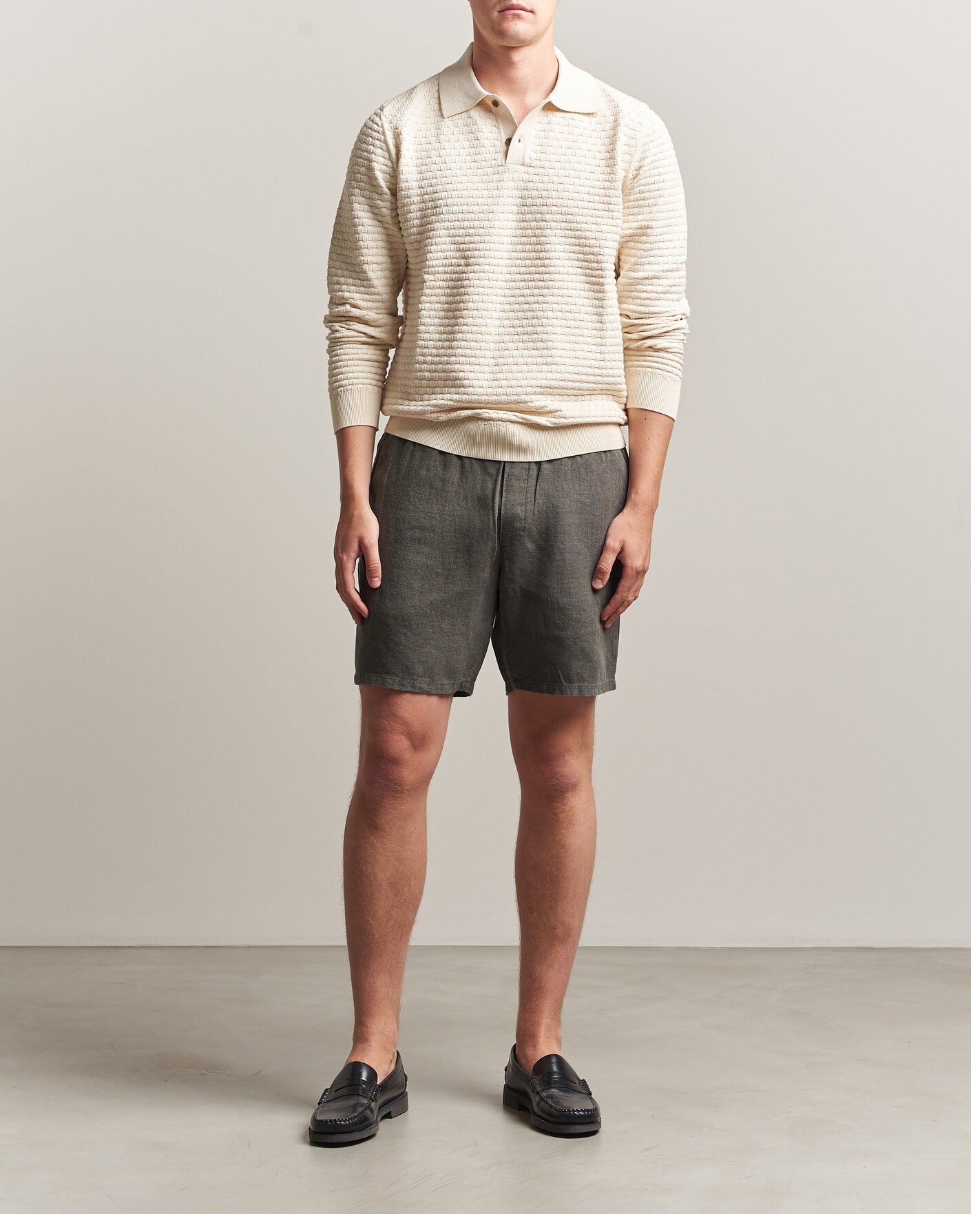 Uomini | Pantaloncini | A Day's March | Ipu Linen Drawstring Shorts Olive