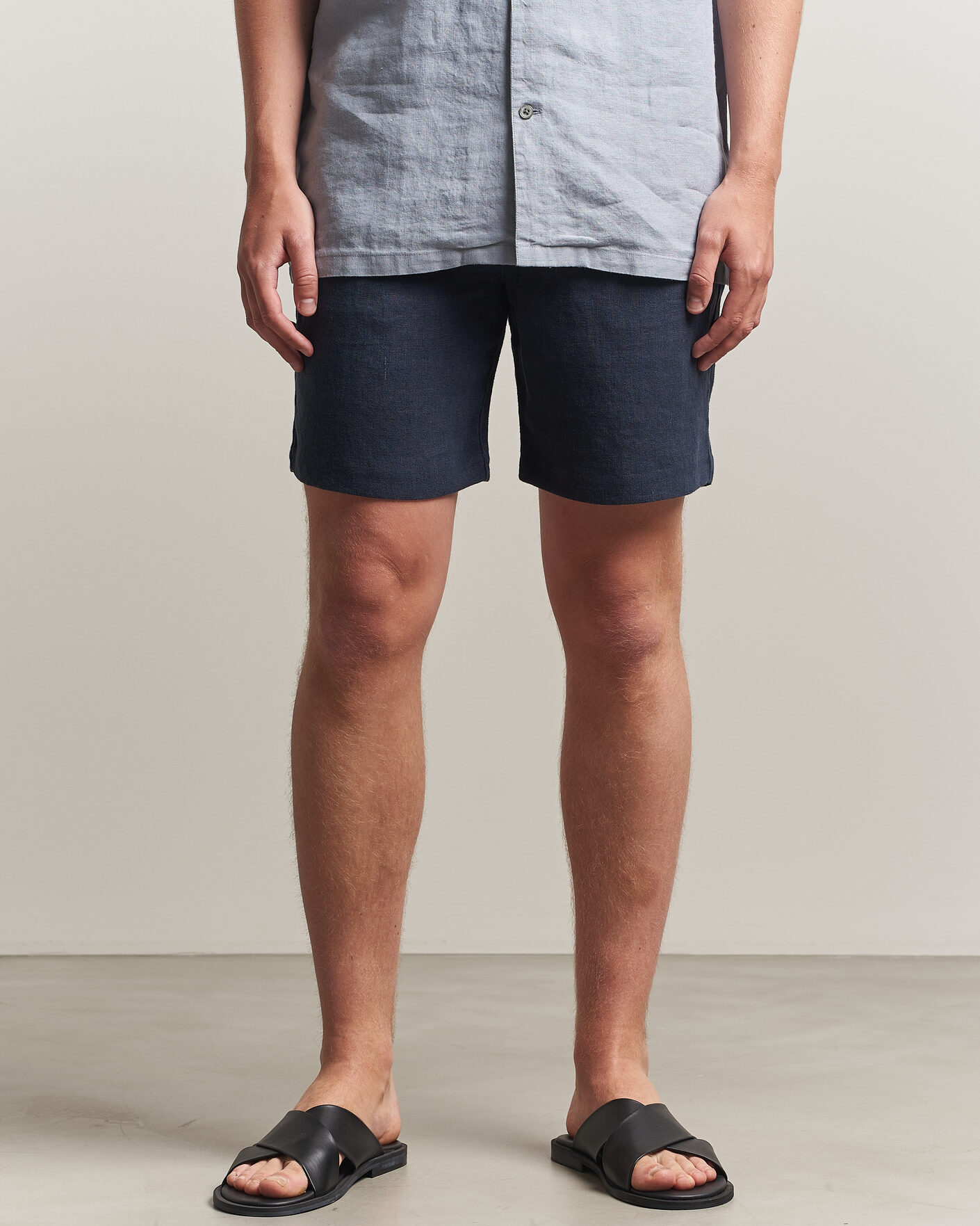 Uomini | Pantaloncini | A Day's March | Luny Linen Shorts Navy