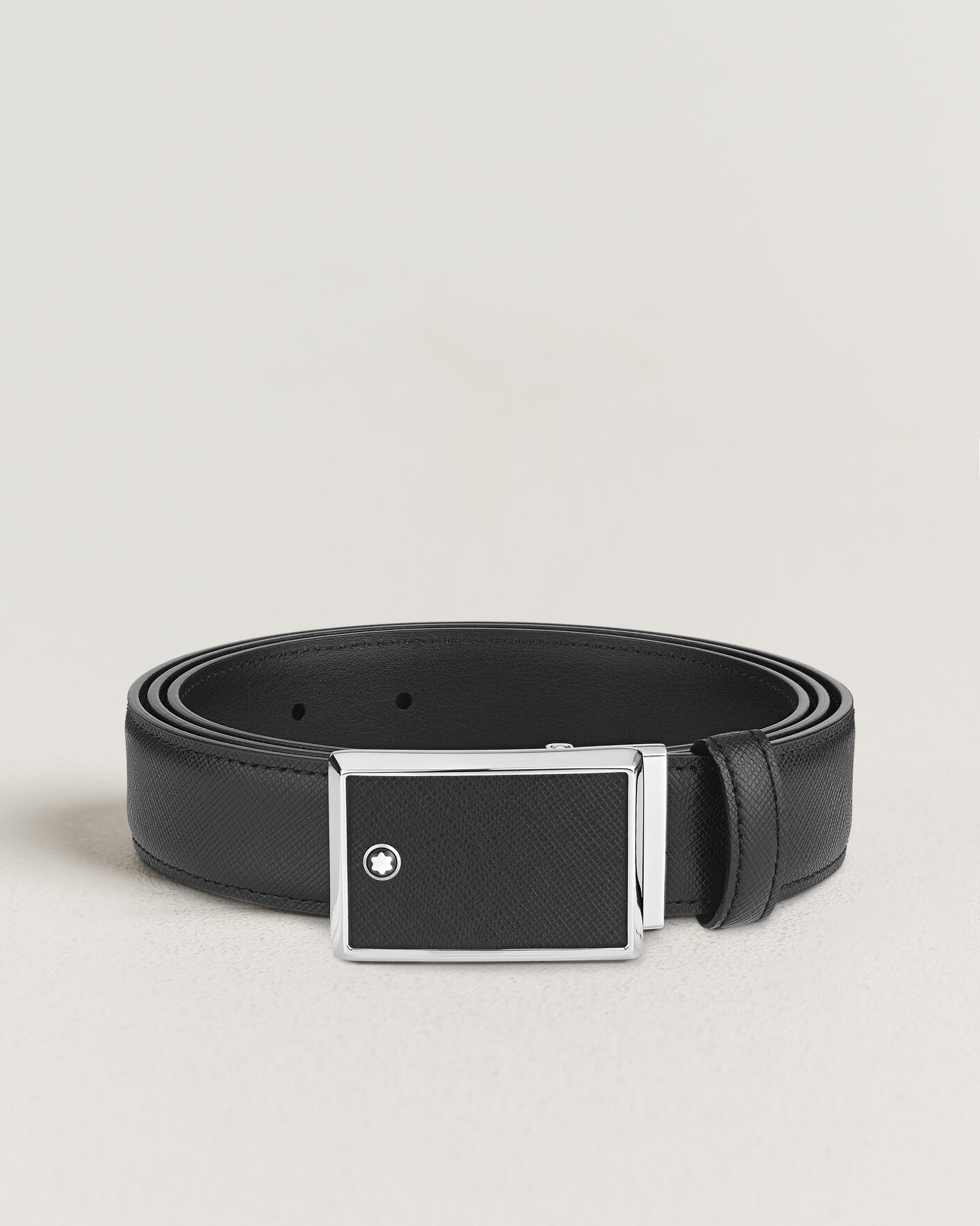 Uomini | Cinture | Montblanc | Marquetry Plate 30mm Leather Belt Black