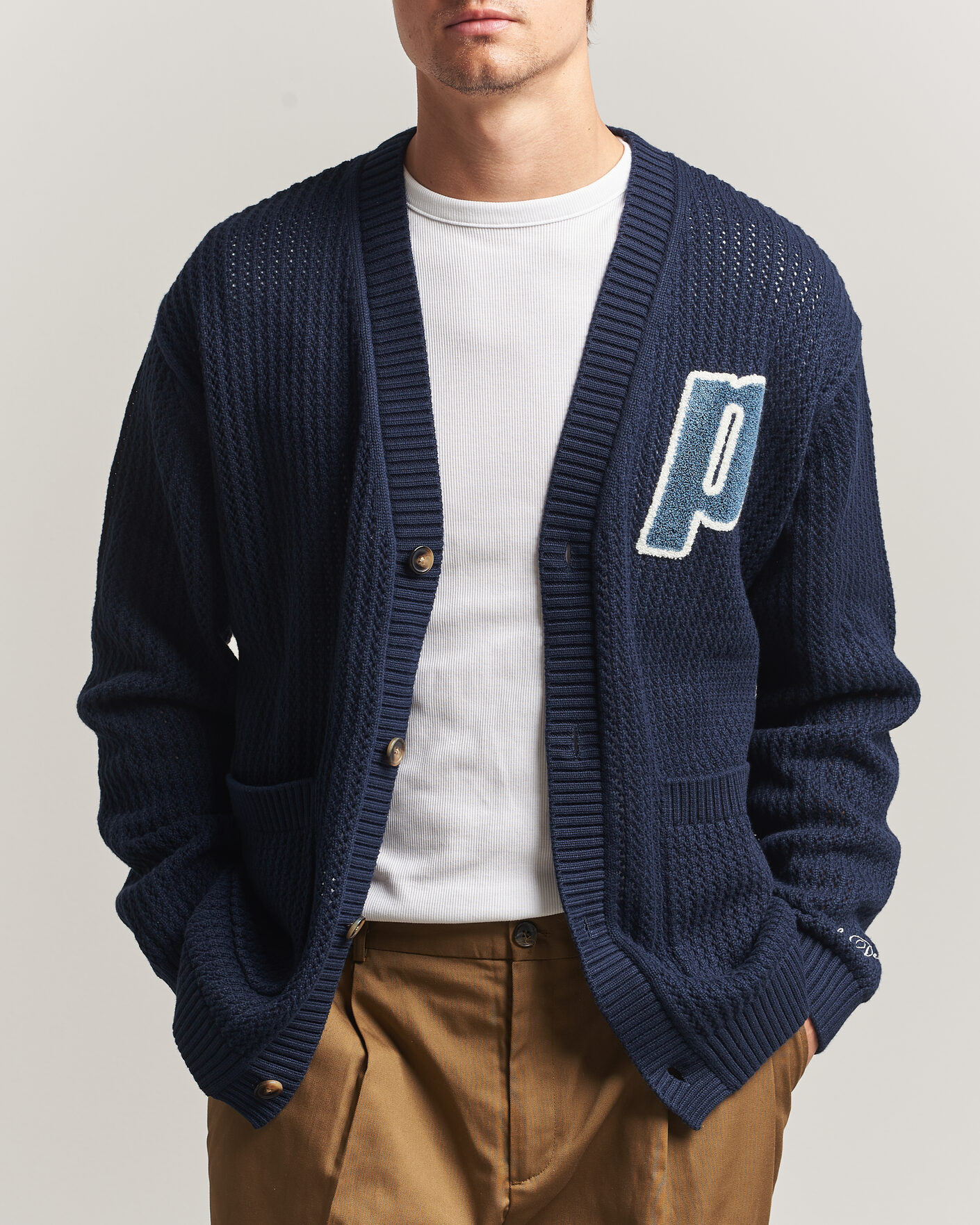 Uomini | Maglieria | LES DEUX | Prince Lace Knitted Cardigan Dark Navy