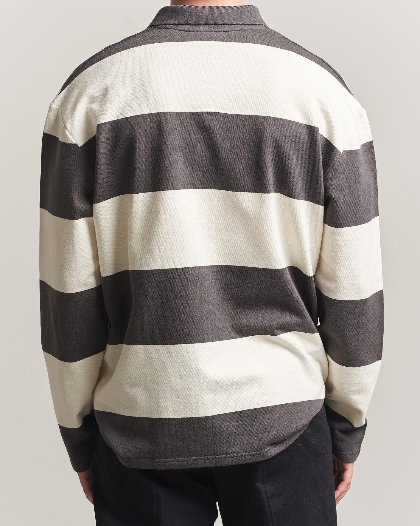 Uomini | Maglieria | LES DEUX | Prince Striped Long Sleeve Polo Raven Gray