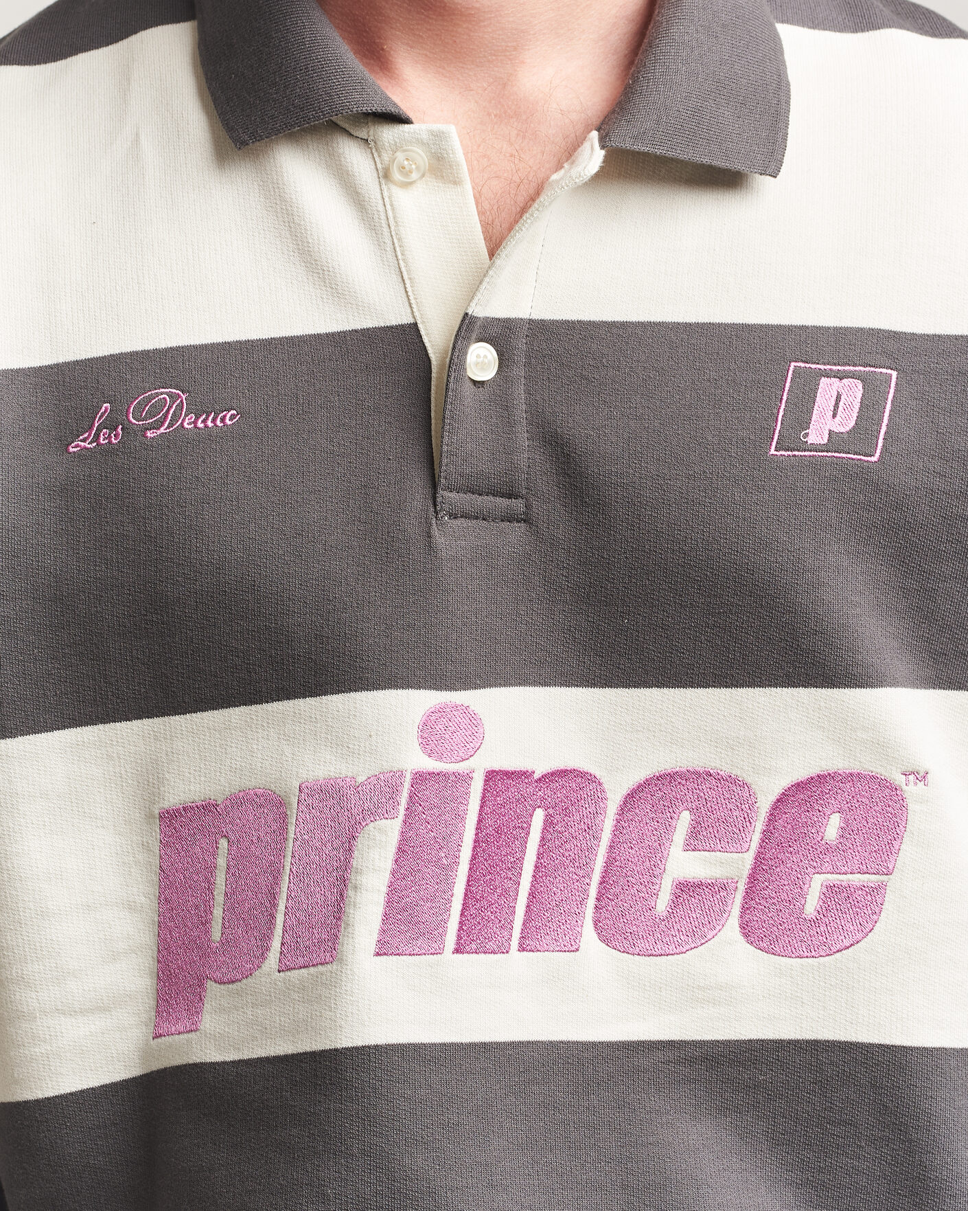 Uomini | Maglieria | LES DEUX | Prince Striped Long Sleeve Polo Raven Gray