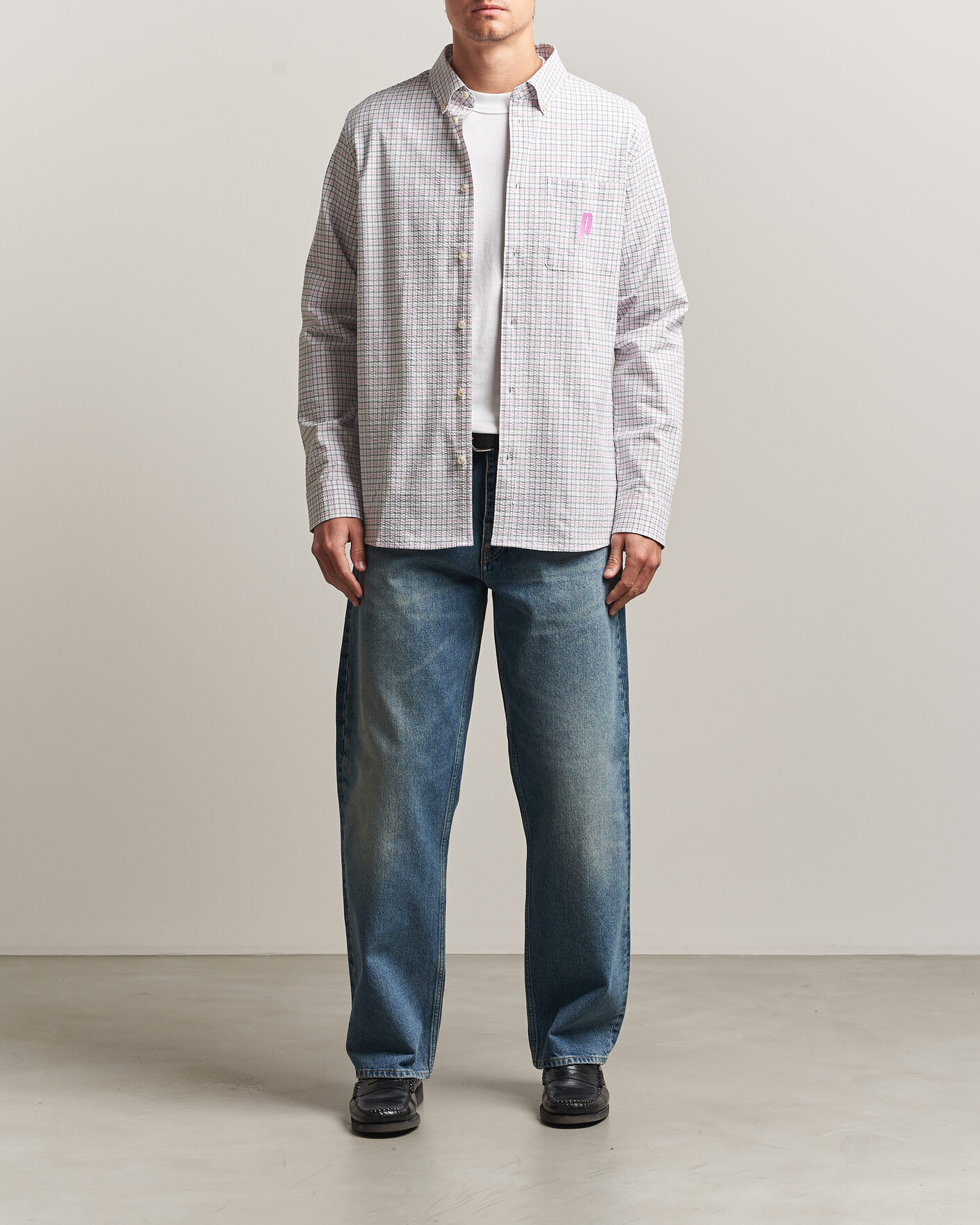 Uomini | Camicie | LES DEUX | Prince Seersucker Check Shirt Ivory