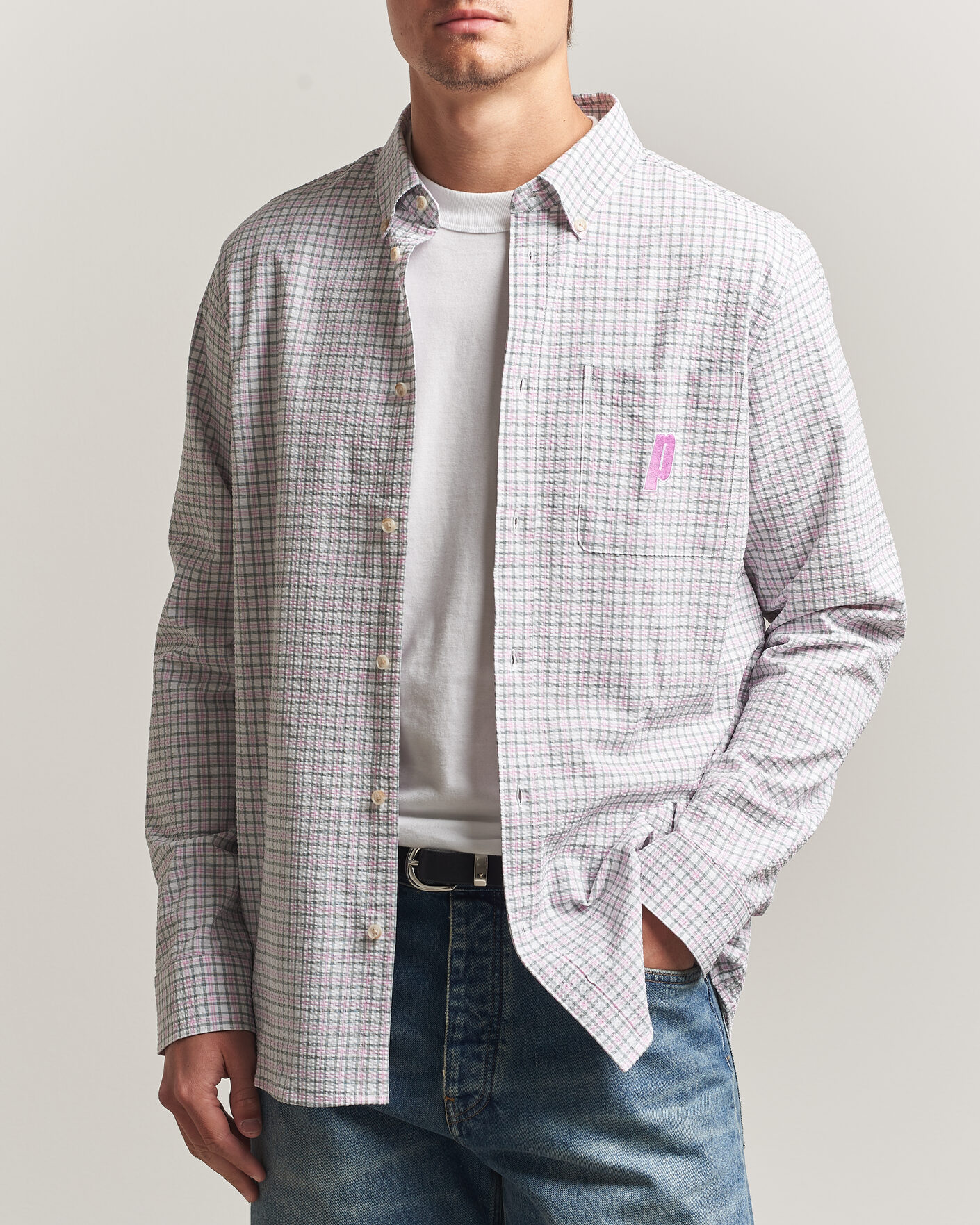 Uomini | Camicie | LES DEUX | Prince Seersucker Check Shirt Ivory