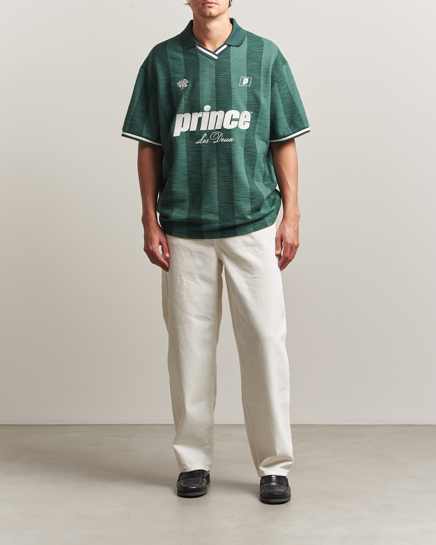 Uomini | Polo | LES DEUX | Prince Stripe Jaquard Polo Pineneedle Green
