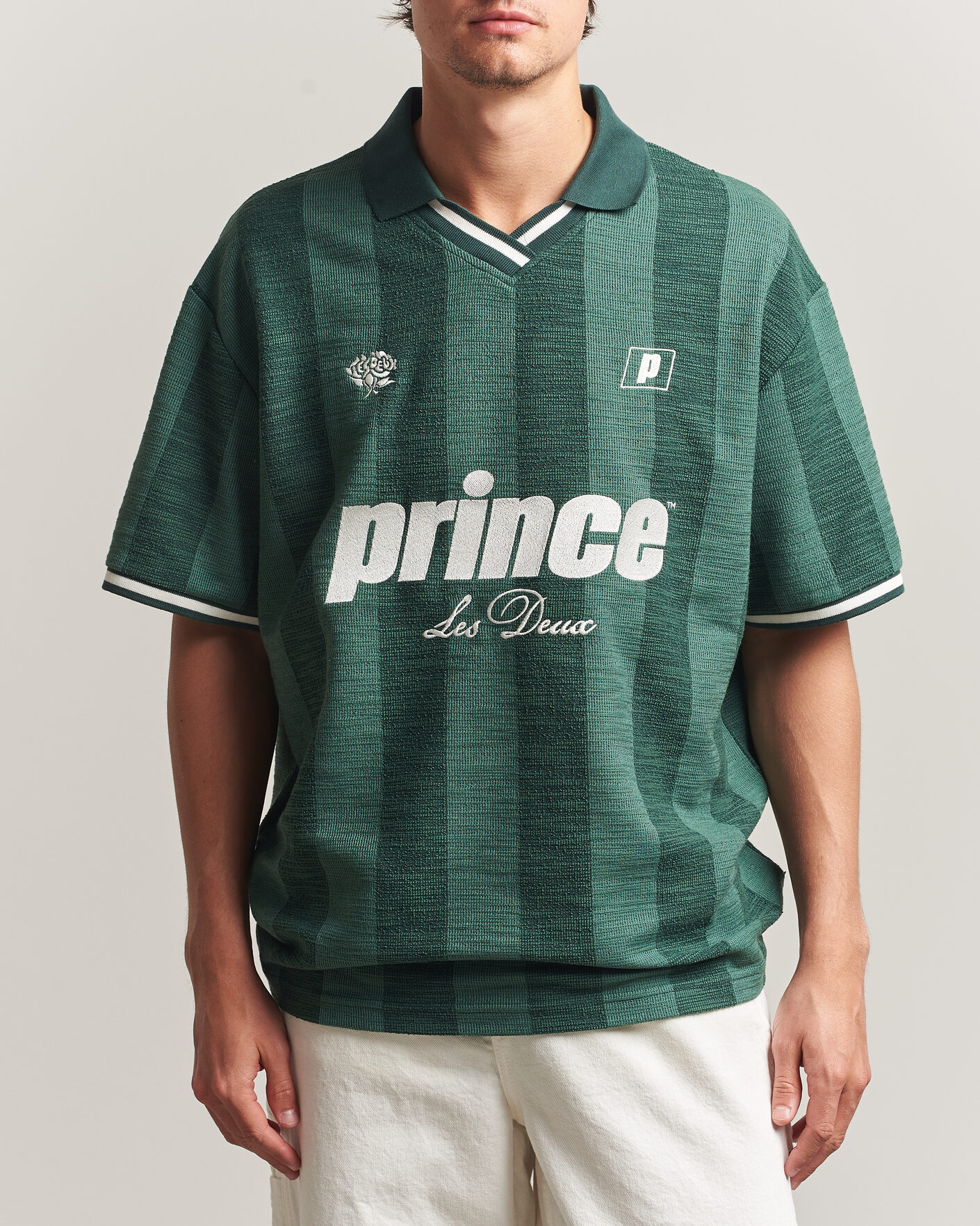 Uomini | Polo | LES DEUX | Prince Stripe Jaquard Polo Pineneedle Green