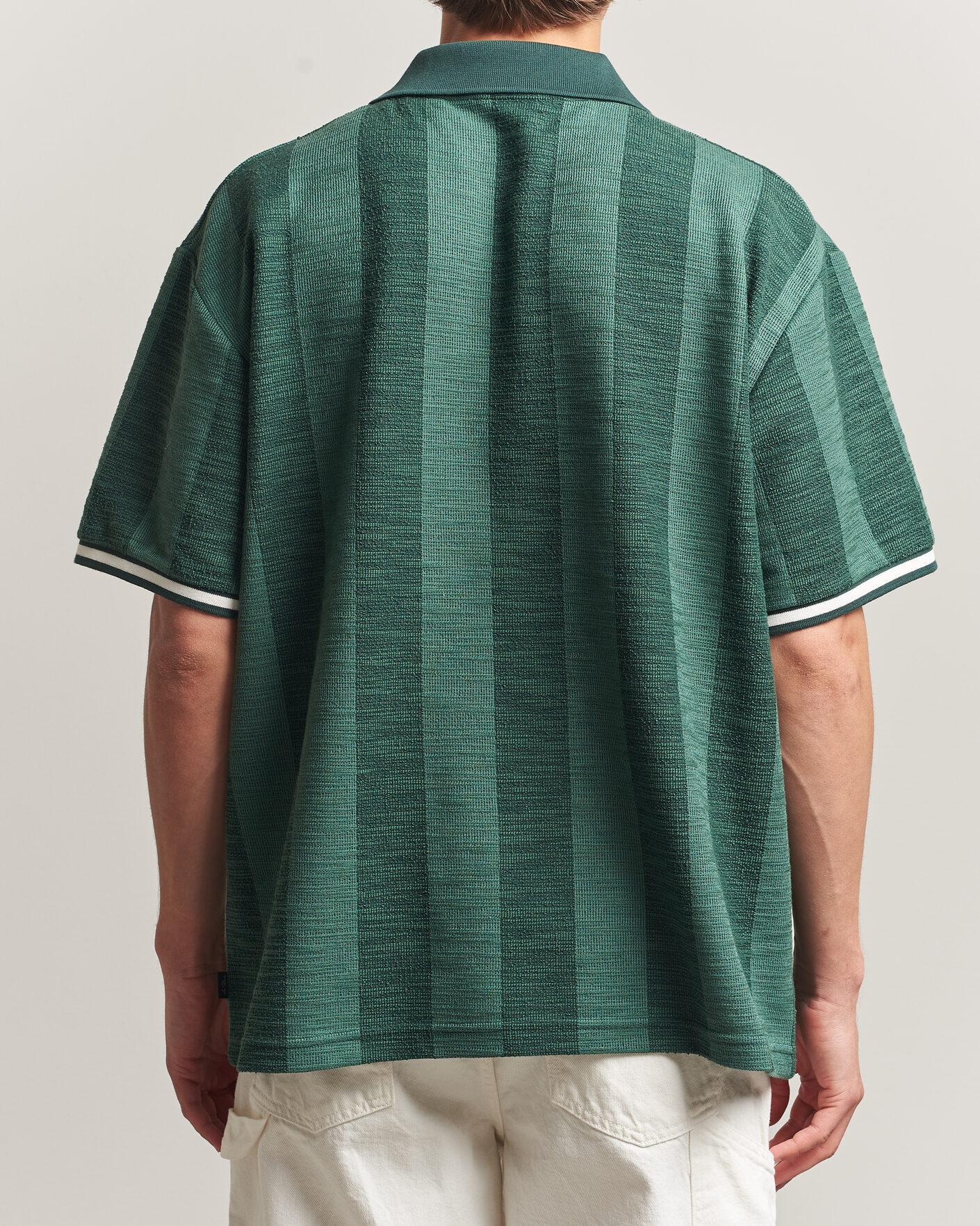 Uomini | Polo | LES DEUX | Prince Stripe Jaquard Polo Pineneedle Green