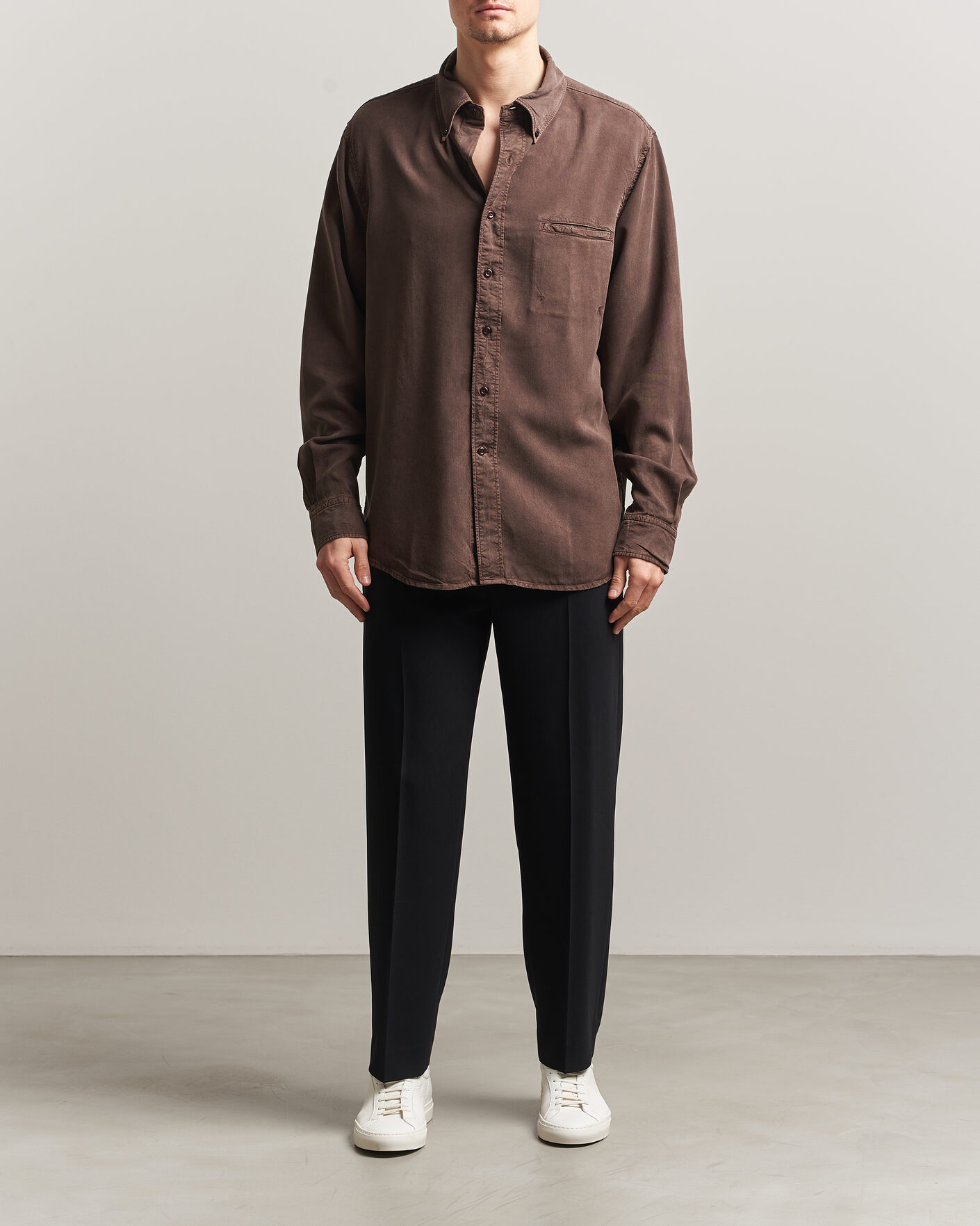 Uomini | Camicie | Filippa K | Zack Lyocell Shirt Dark Chocolate
