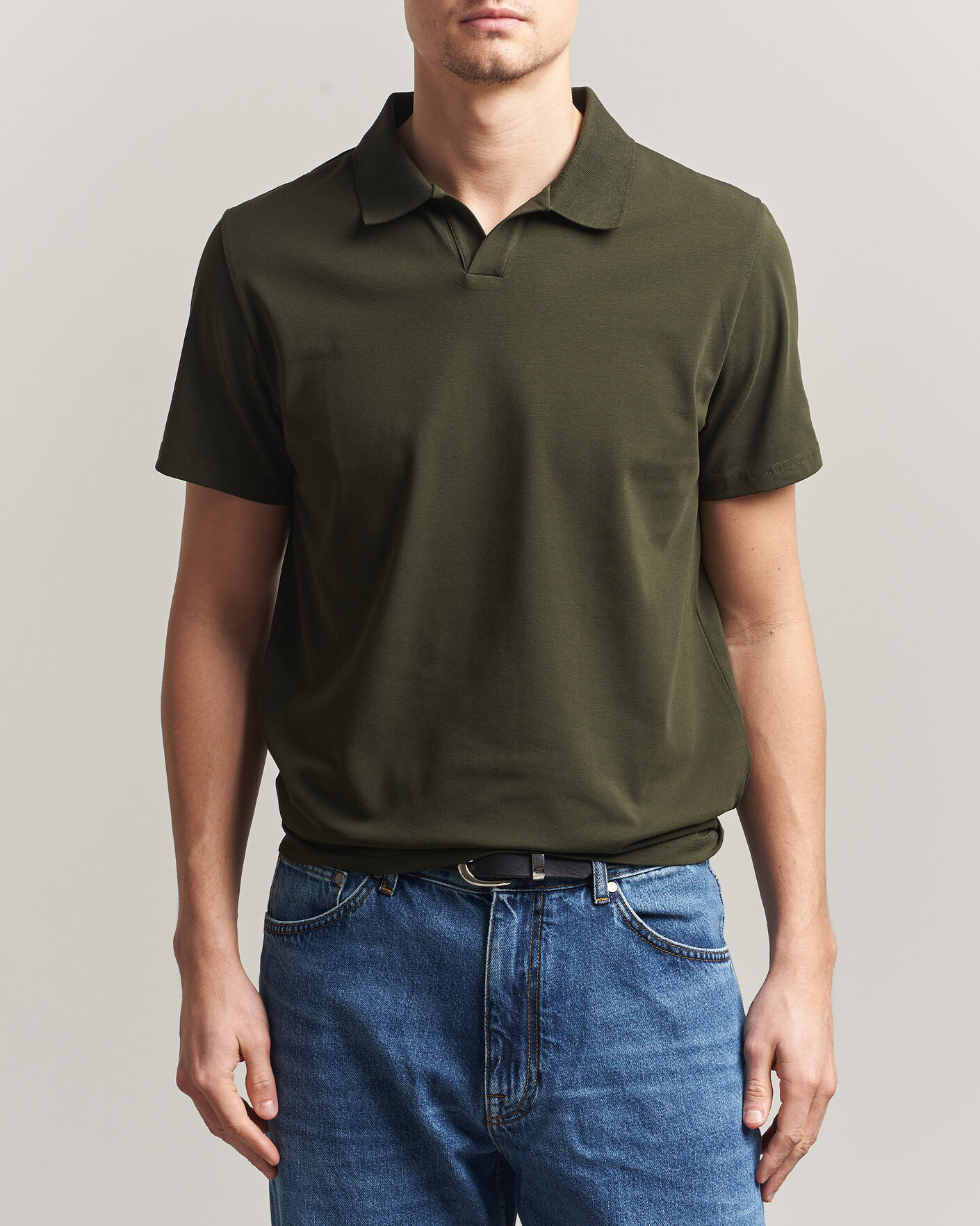 Uomini | Polo | Filippa K | Soft Lycra Polo T-Shirt Midnight Olive