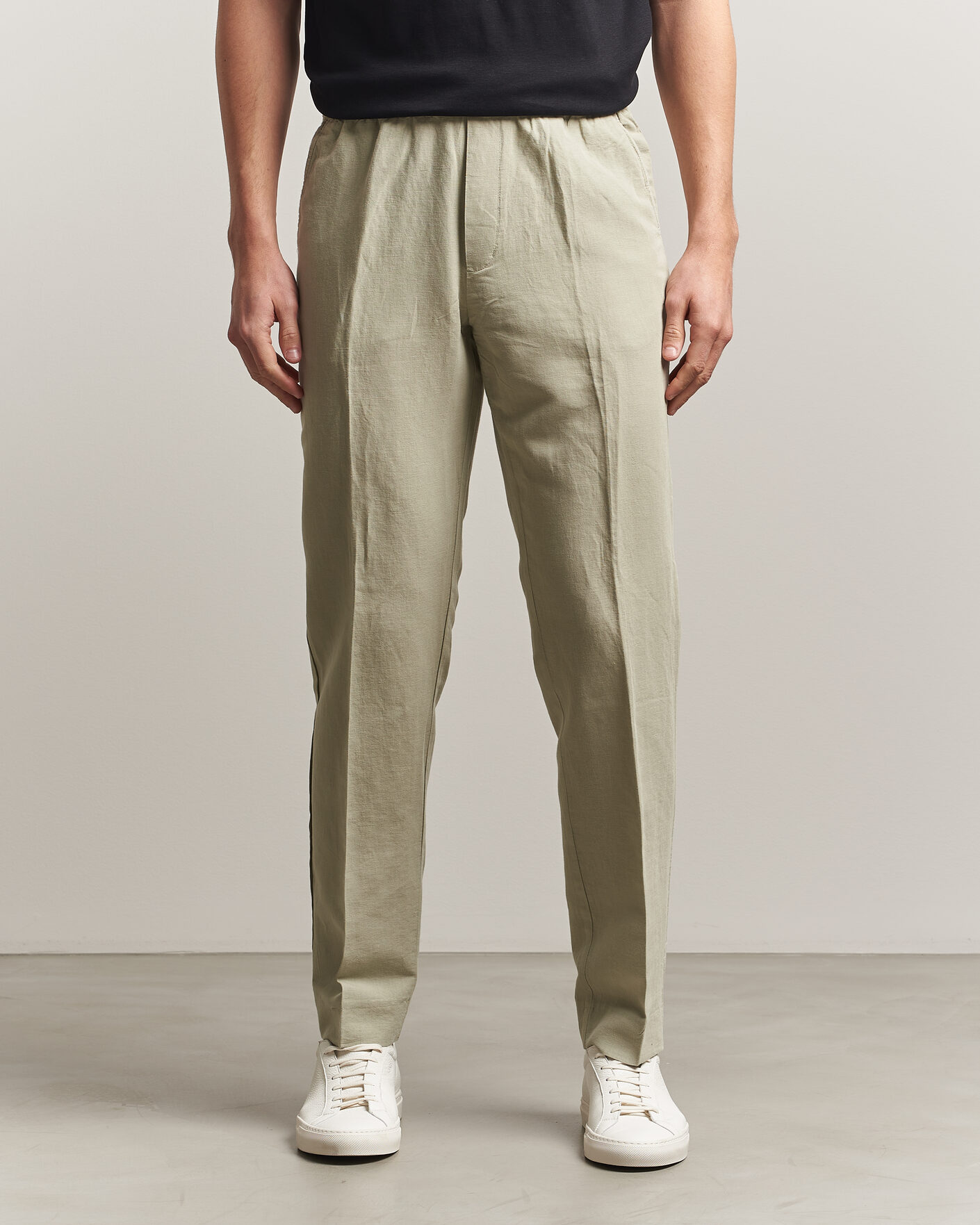 Uomini | Pantaloni | Filippa K | Theo Relaxed Linen/Cotton Drawstring Trousers Light Green