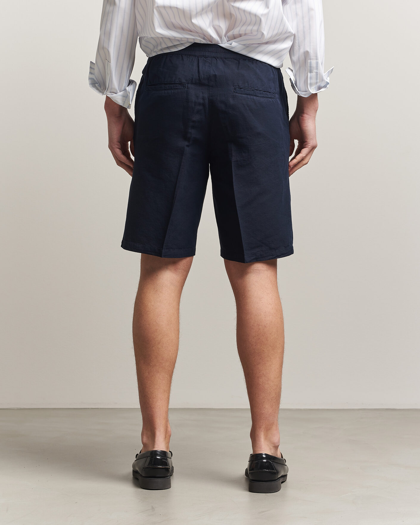 Uomini | Pantaloncini | Filippa K | Theo Relaxed Linen/Cotton Drawstring Shorts Navy