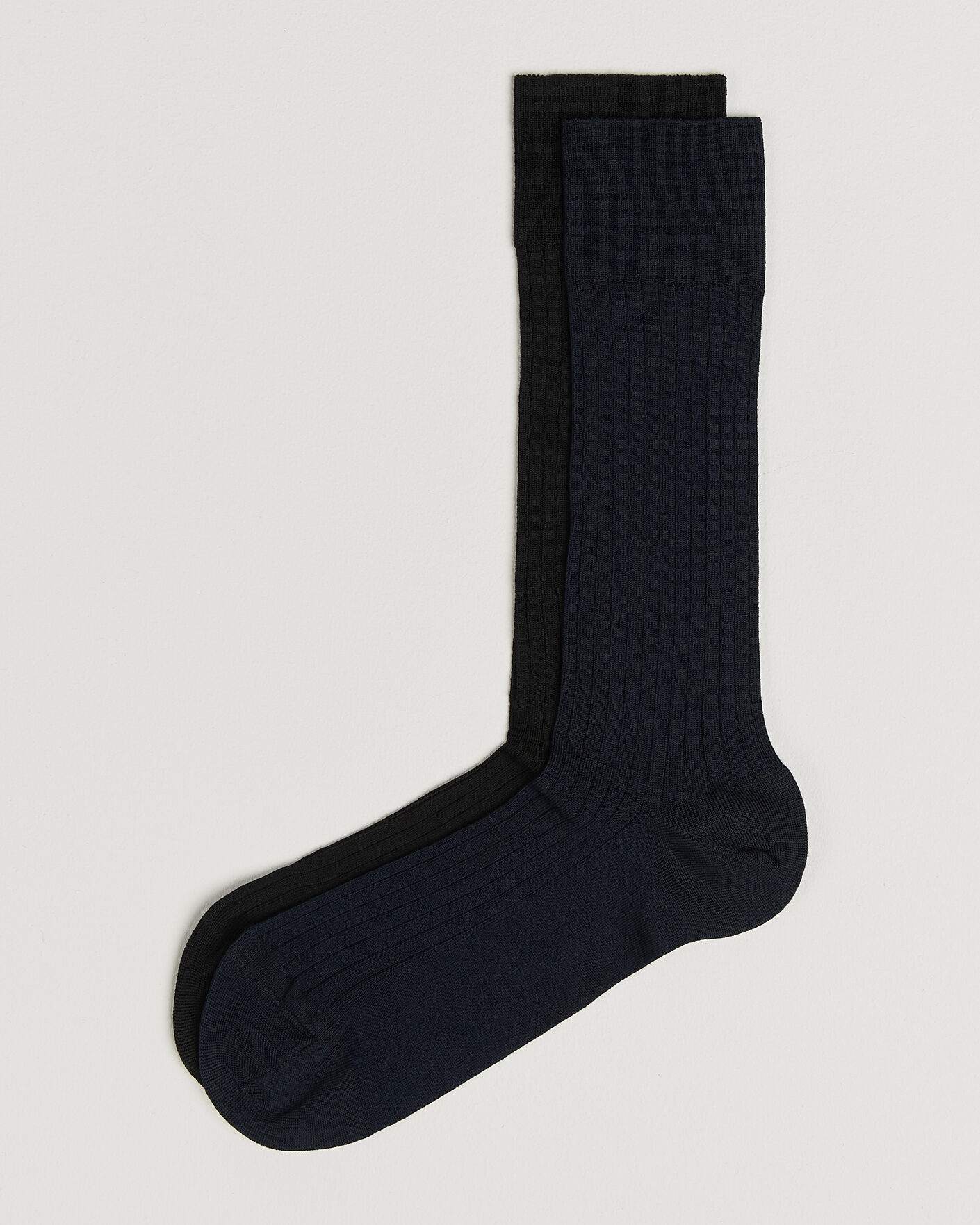 Uomini | Biancheria intima | Myrqvist | 2-Pack Axel Ribbed Cotton Sock Black/Navy