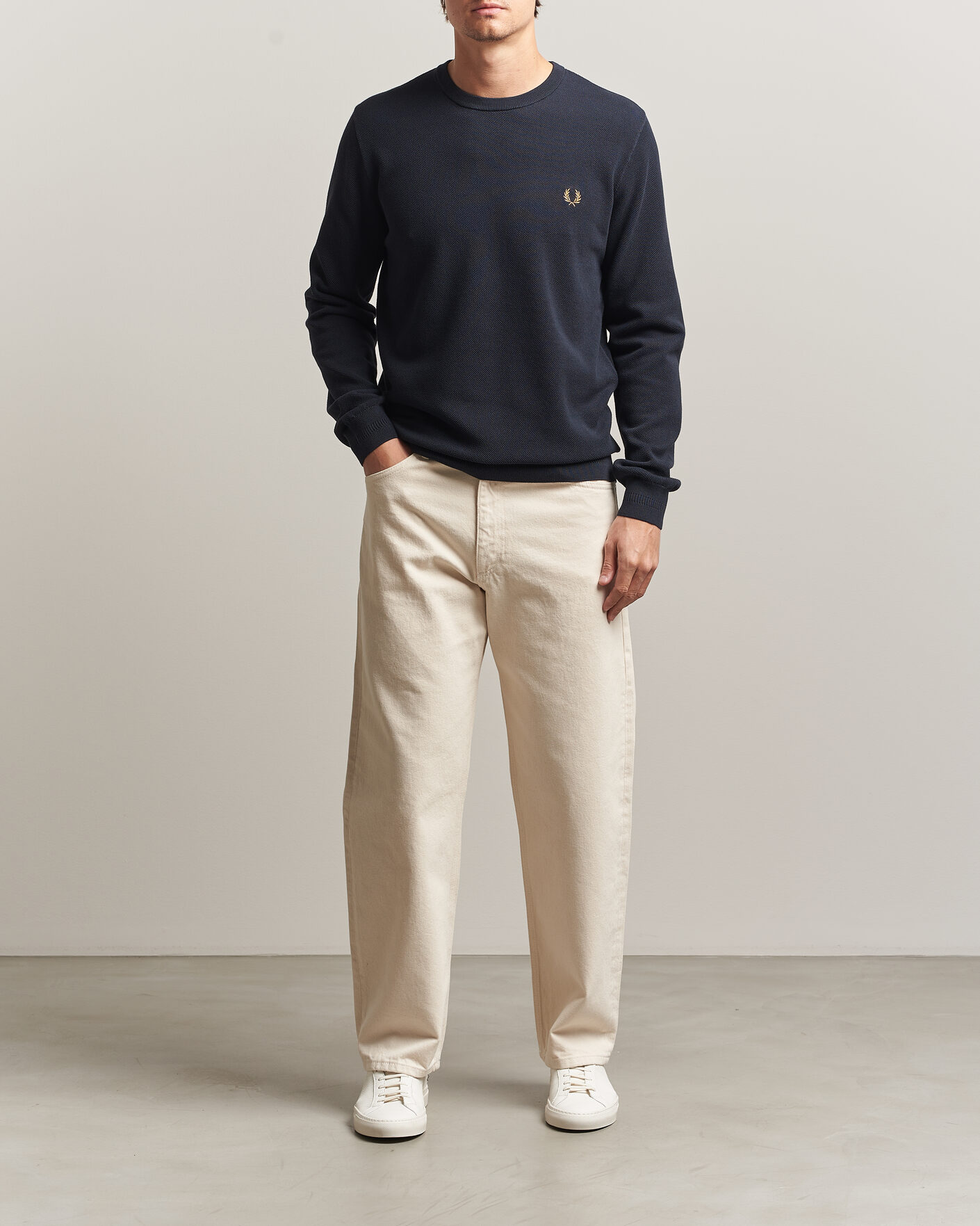 Uomini | Maglieria | Fred Perry | Piqué Stitched Sweater Navy