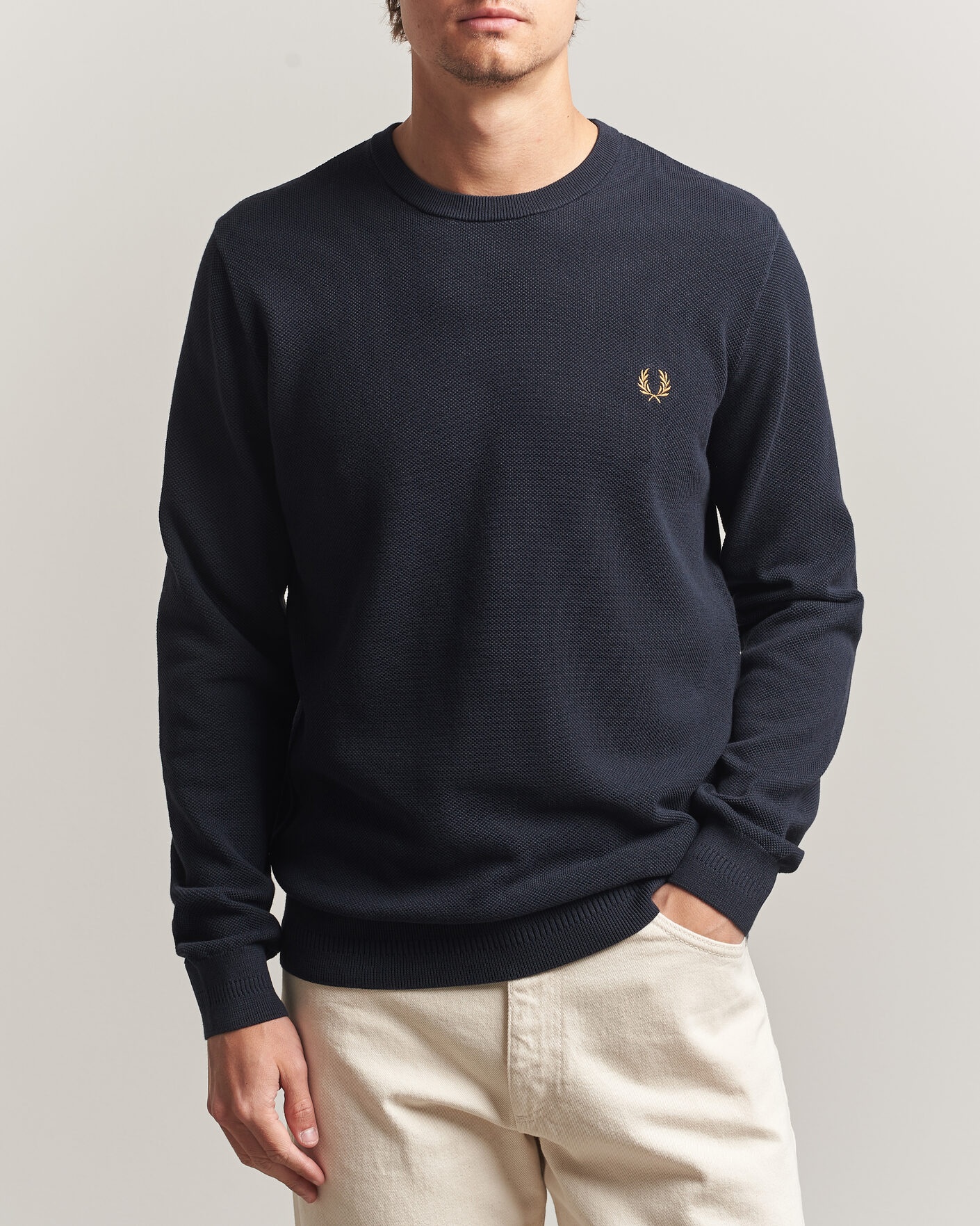 Uomini | Maglieria | Fred Perry | Piqué Stitched Sweater Navy