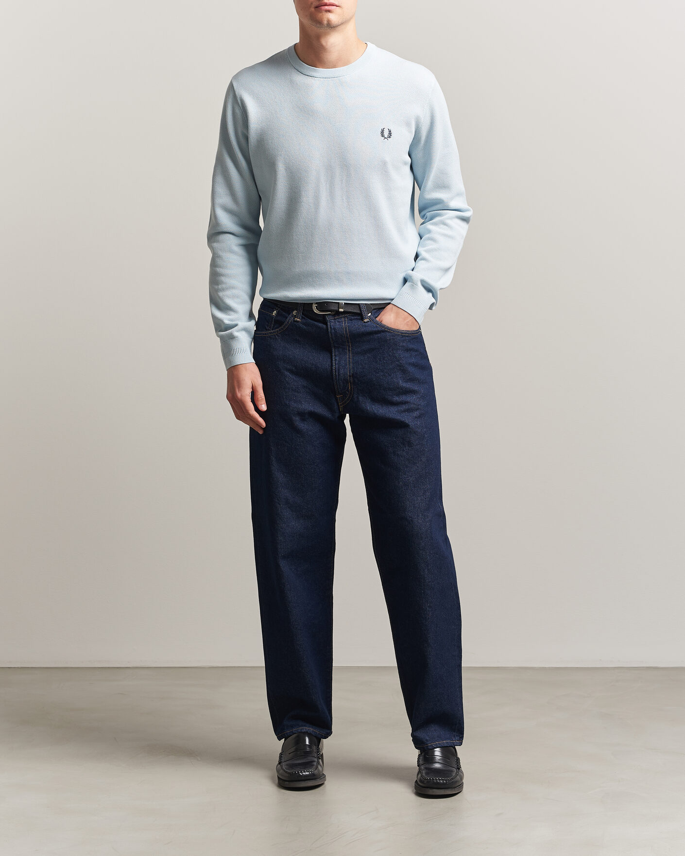 Uomini | Maglieria | Fred Perry | Piqué Stitched Sweater Light Ice