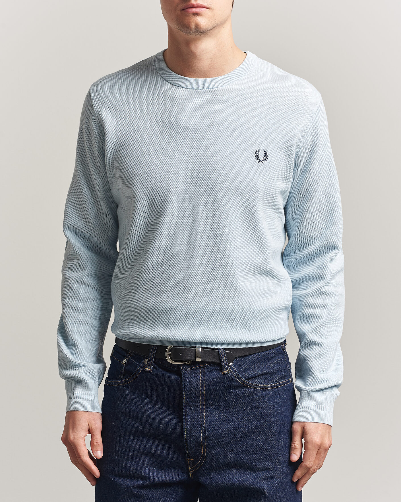 Uomini | Maglieria | Fred Perry | Piqué Stitched Sweater Light Ice