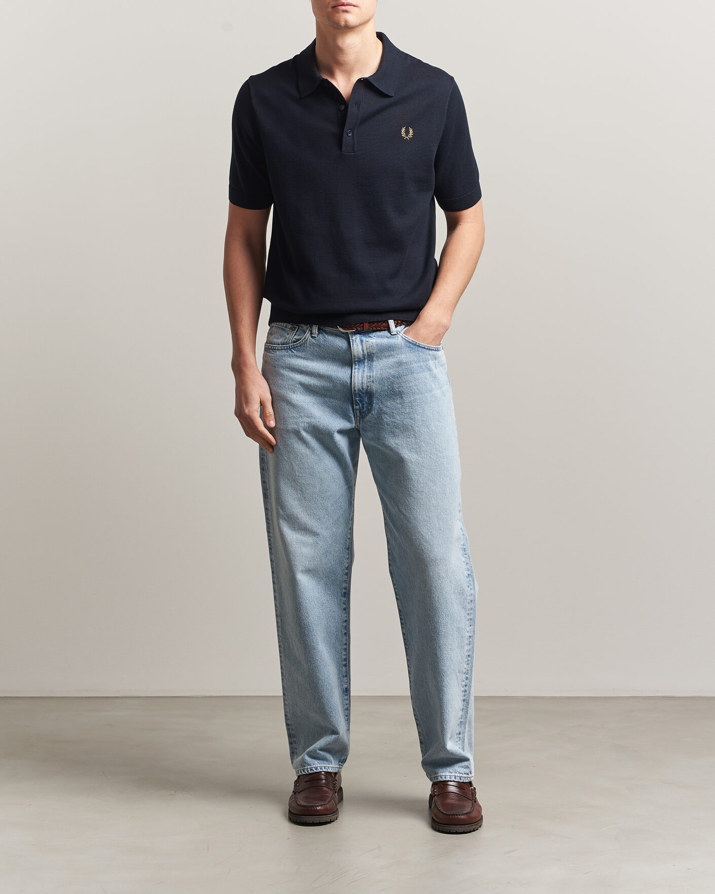 Uomini | Polo | Fred Perry | Cotton Knitted Polo Navy